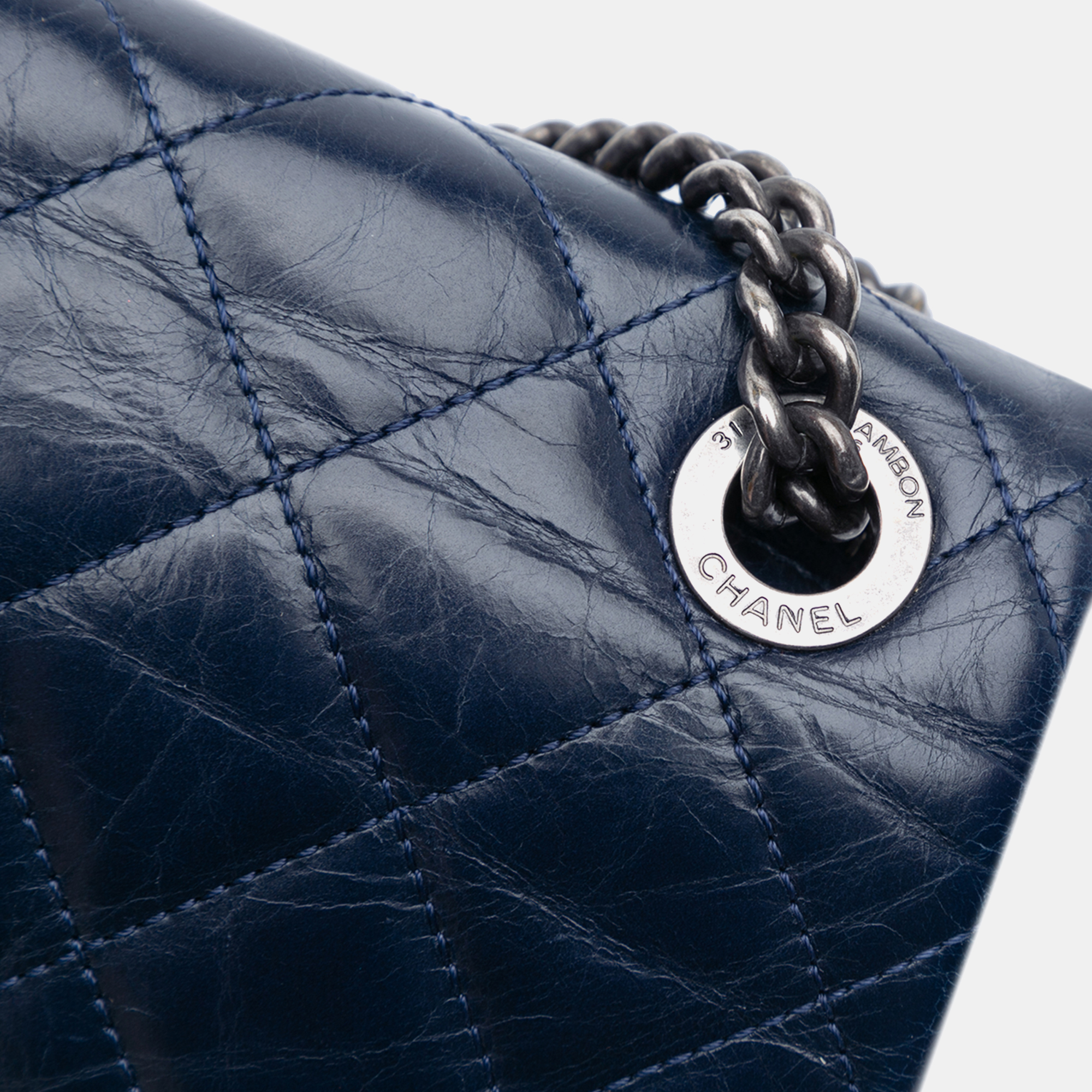 Chanel Blue Medium Aged Calfskin Duo Color Flap 