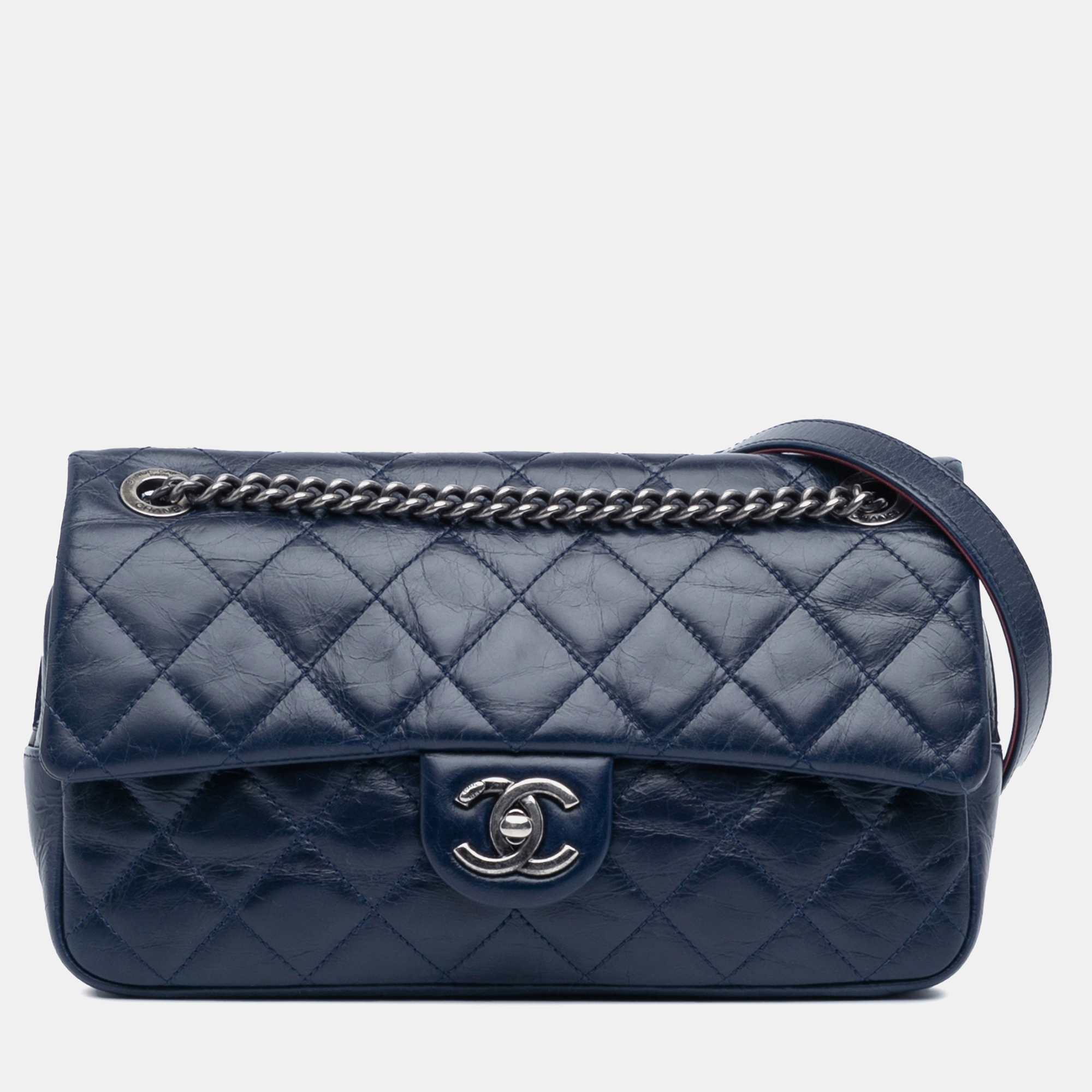 

Chanel Blue Medium Aged Calfskin Duo Color Flap