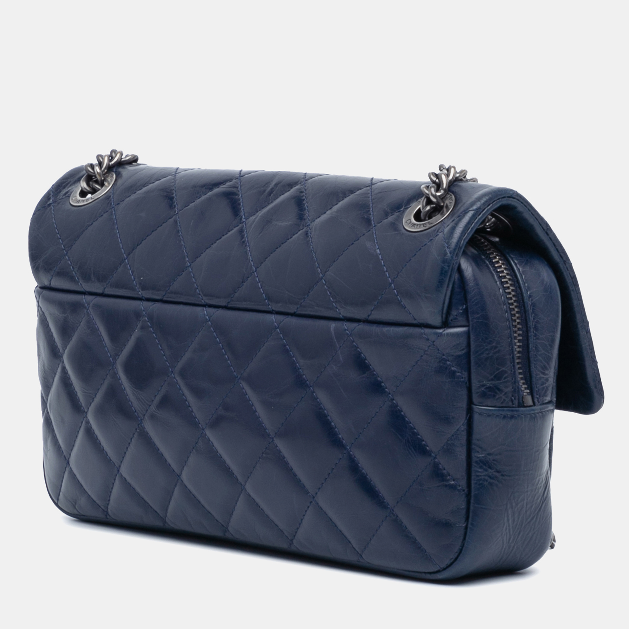 Chanel Blue Medium Aged Calfskin Duo Color Flap 