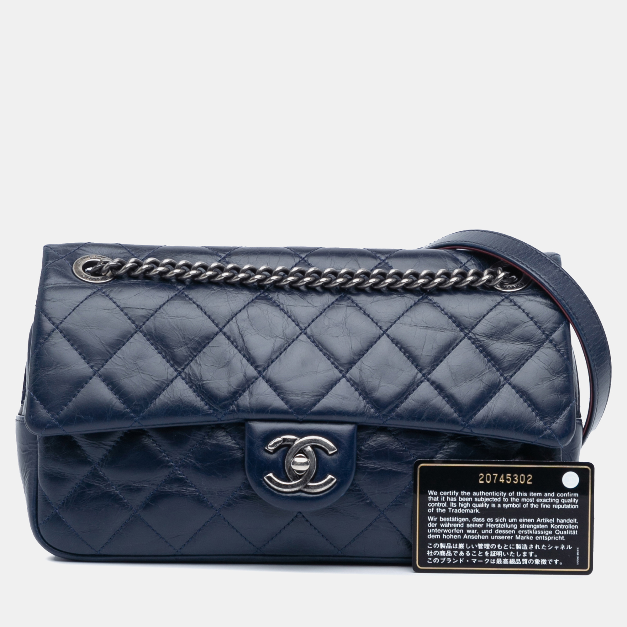 Chanel Blue Medium Aged Calfskin Duo Color Flap 