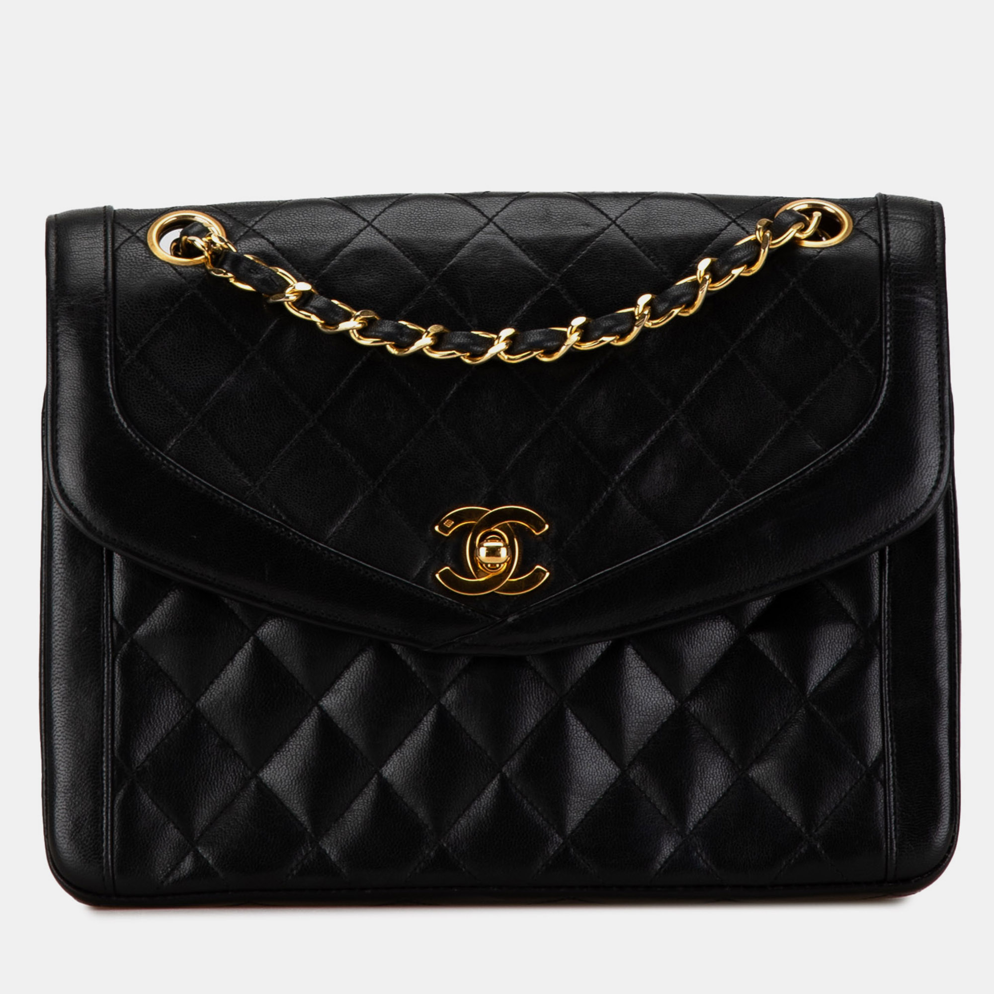 

Chanel Black CC Quilted Lambskin Single Flap Bag