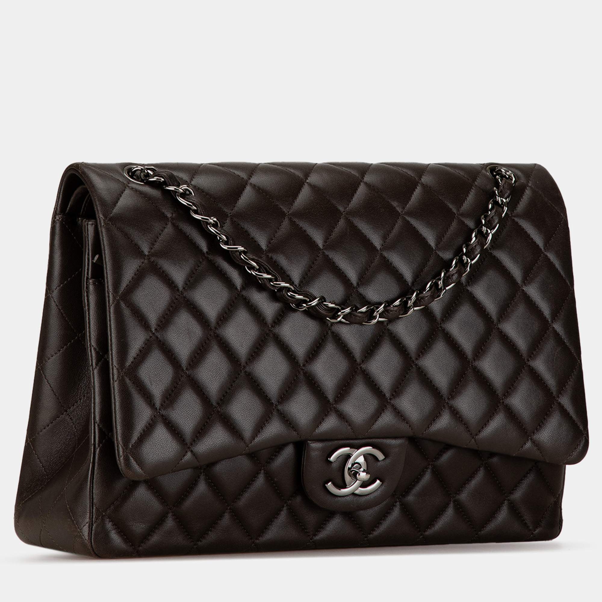 Chanel Black Lambskin Maxi Classic Double Flap Bag 