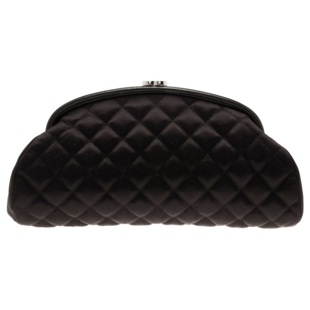 مملوكة مسبقًا حقيبة يد شانيل سوداء قماش مبطنة حواف جلد مادموزيل