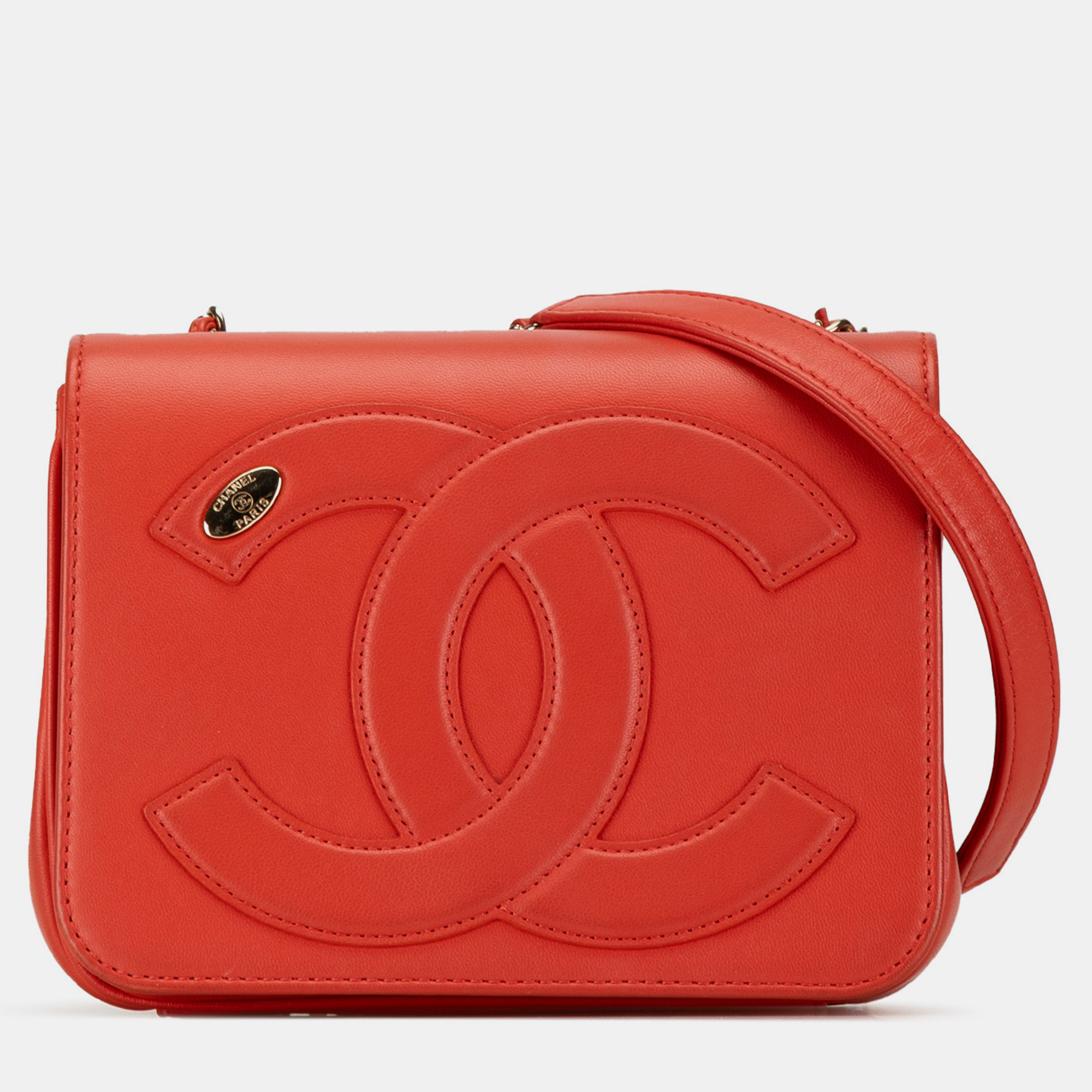 

Chanel Red Lambskin CC Mania Flap Bag