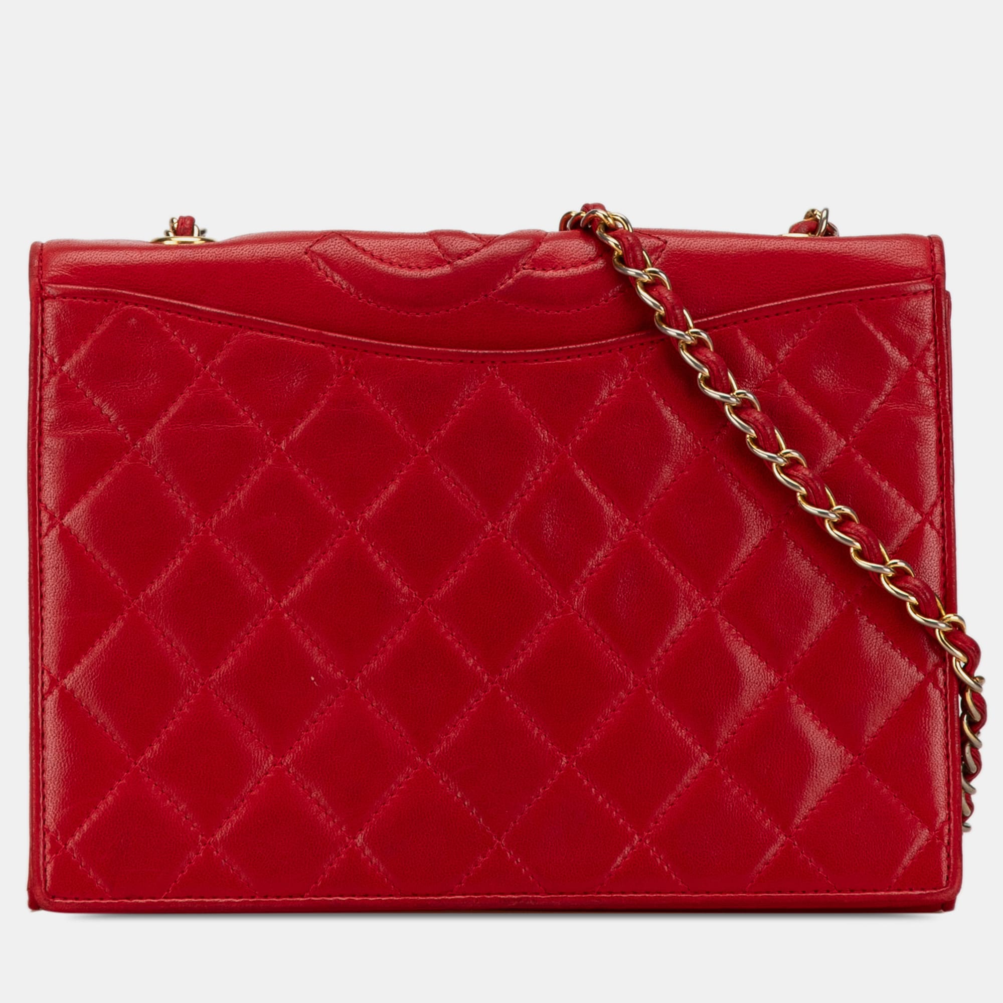 

Chanel Red CC Quilted Lambskin Full Flap Bag