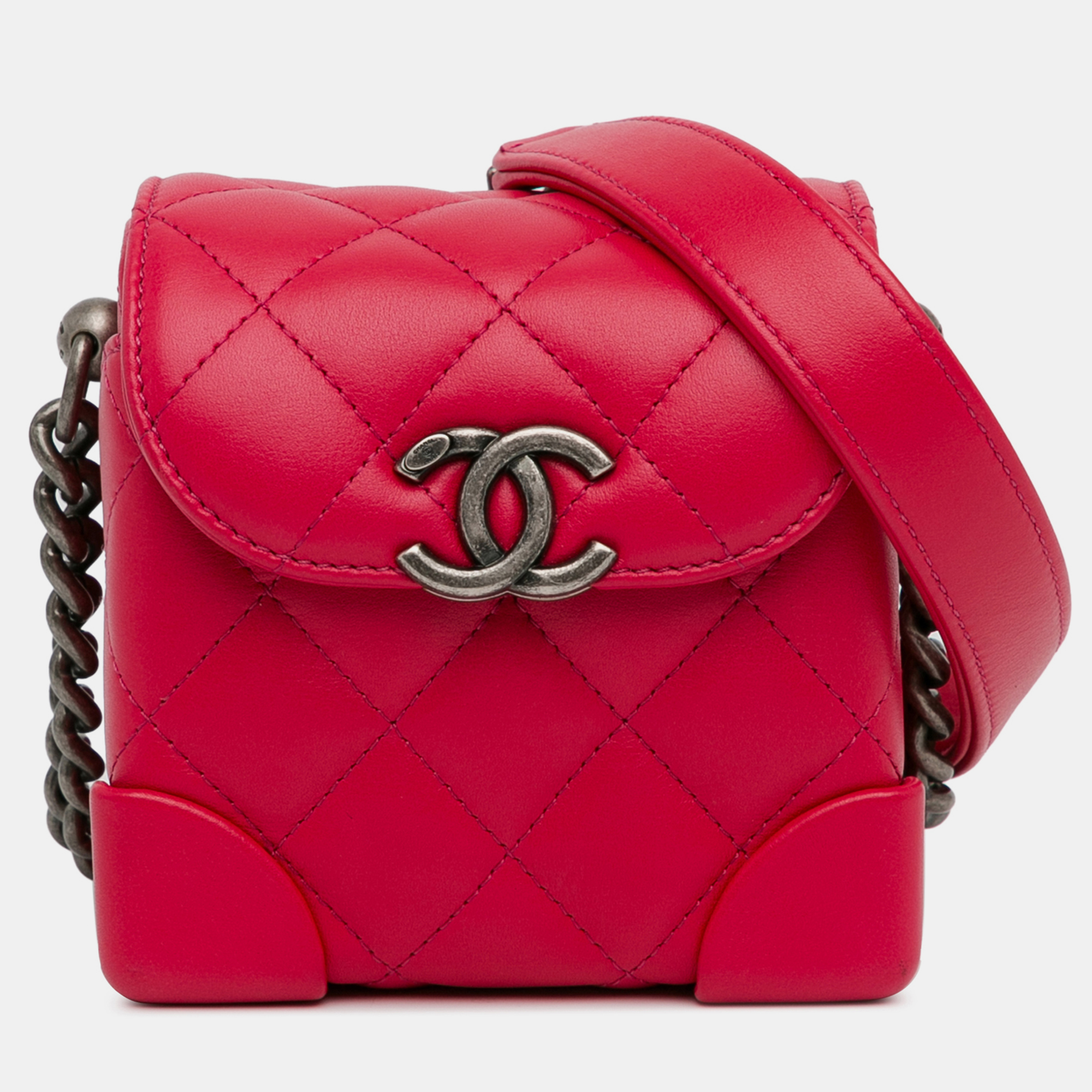 

Chanel Red Mini Lambskin Trunk Like Crossbody Bag