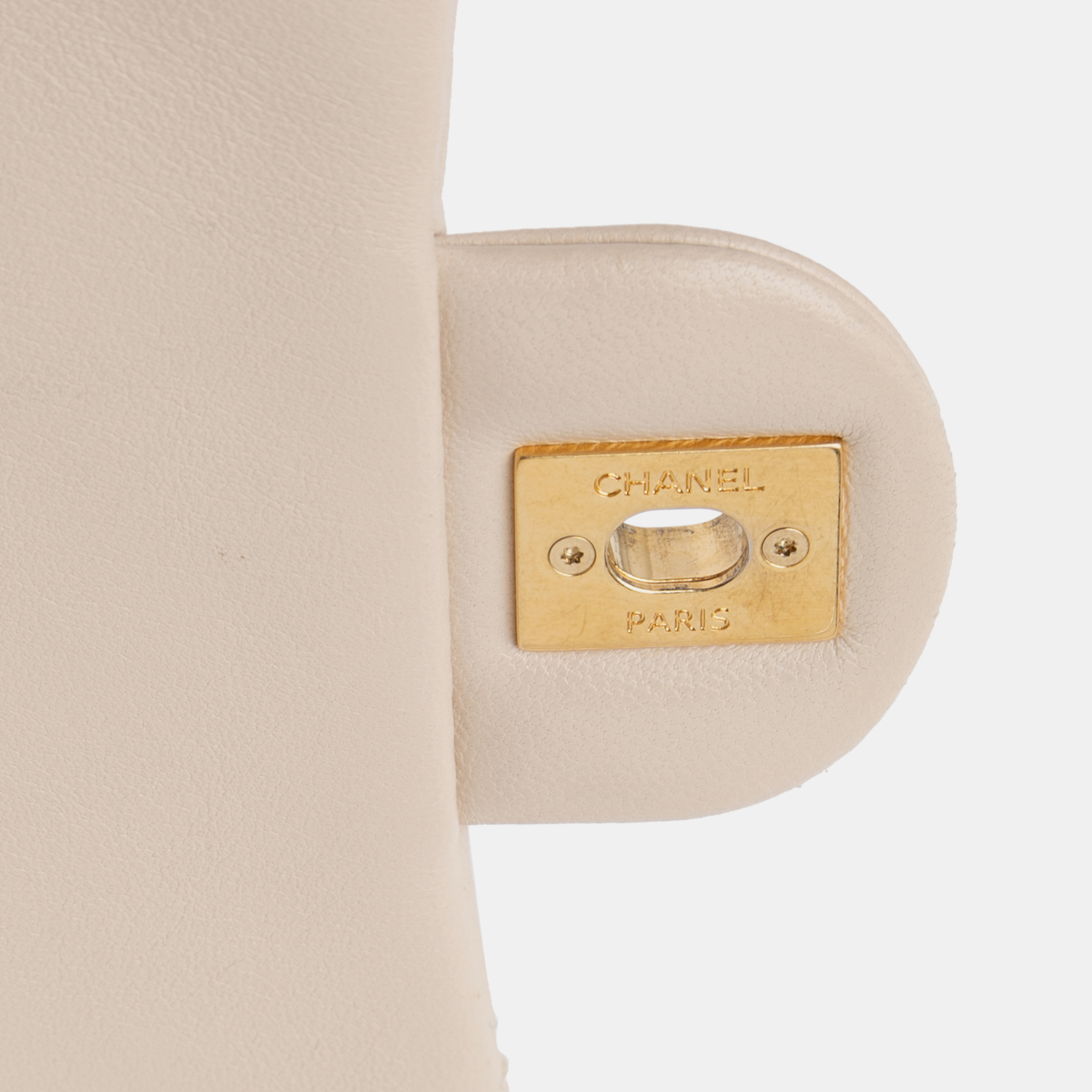 Chanel Beige Lambskin Large Quilted Funky Town Flap Bag 