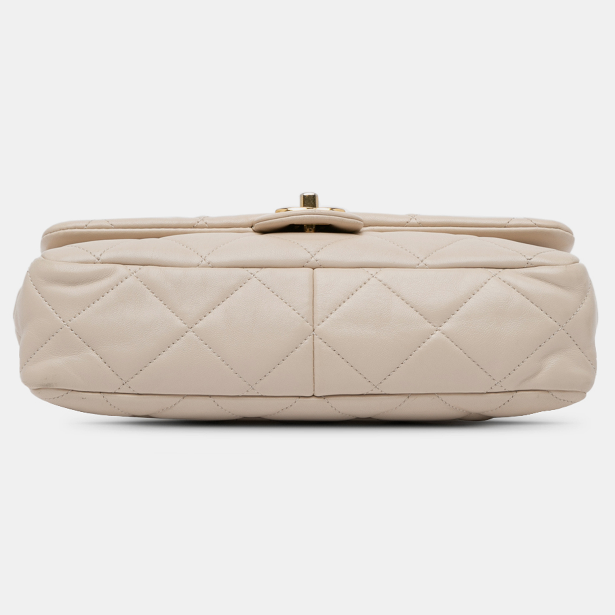 Chanel Beige Lambskin Large Quilted Funky Town Flap Bag 