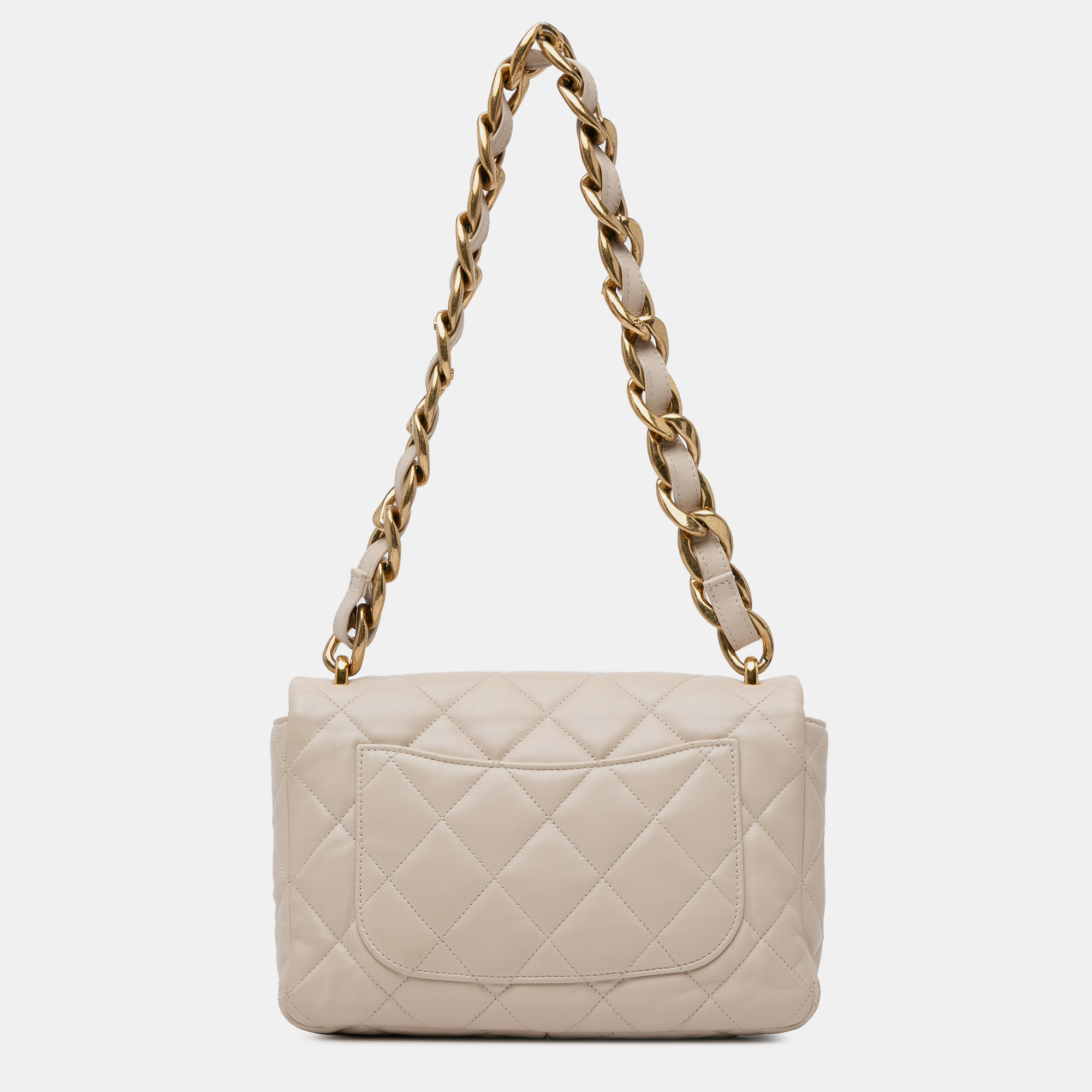 Chanel Beige Lambskin Large Quilted Funky Town Flap Bag 