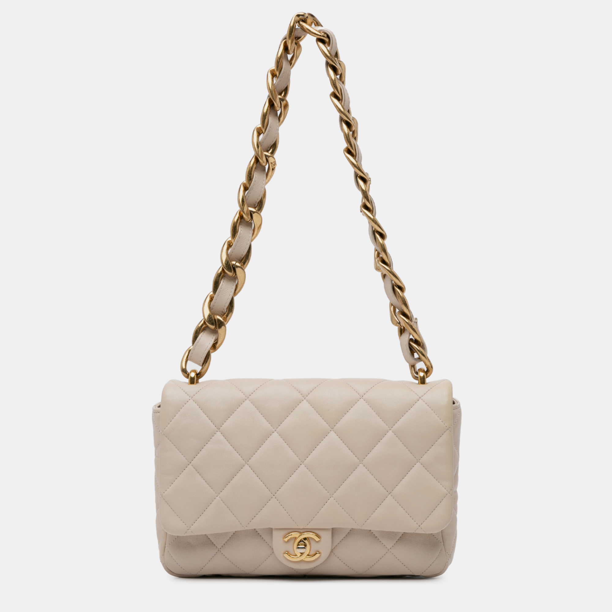 

Chanel Beige Lambskin Large Quilted Funky Town Flap Bag