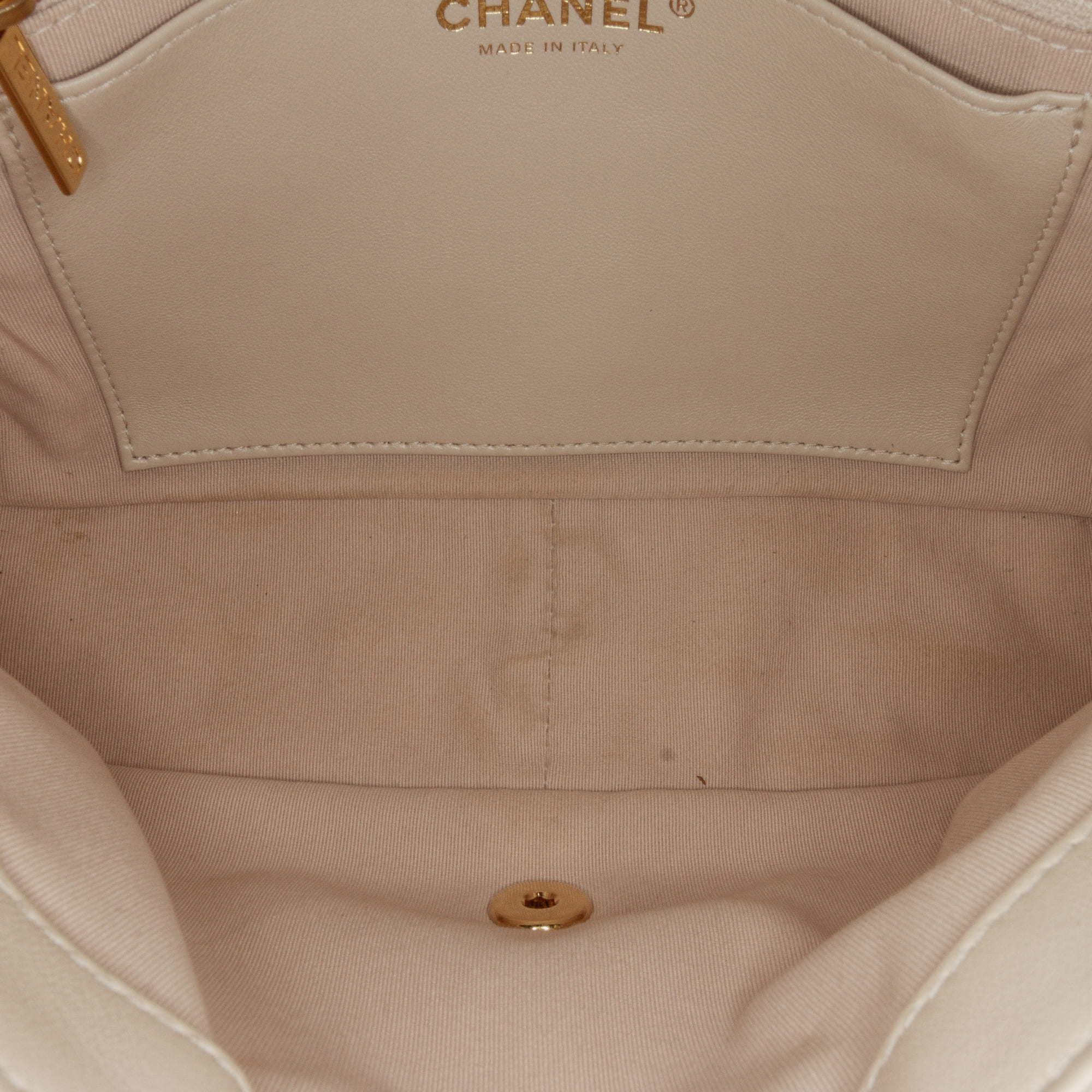 Chanel Beige Lambskin Large Quilted Funky Town Flap Bag 