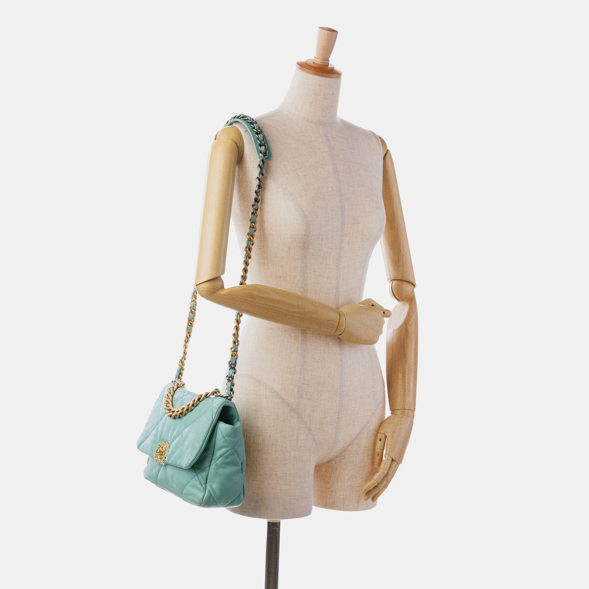Chanel Blue Lambskin Medium 19 Flap Bag 