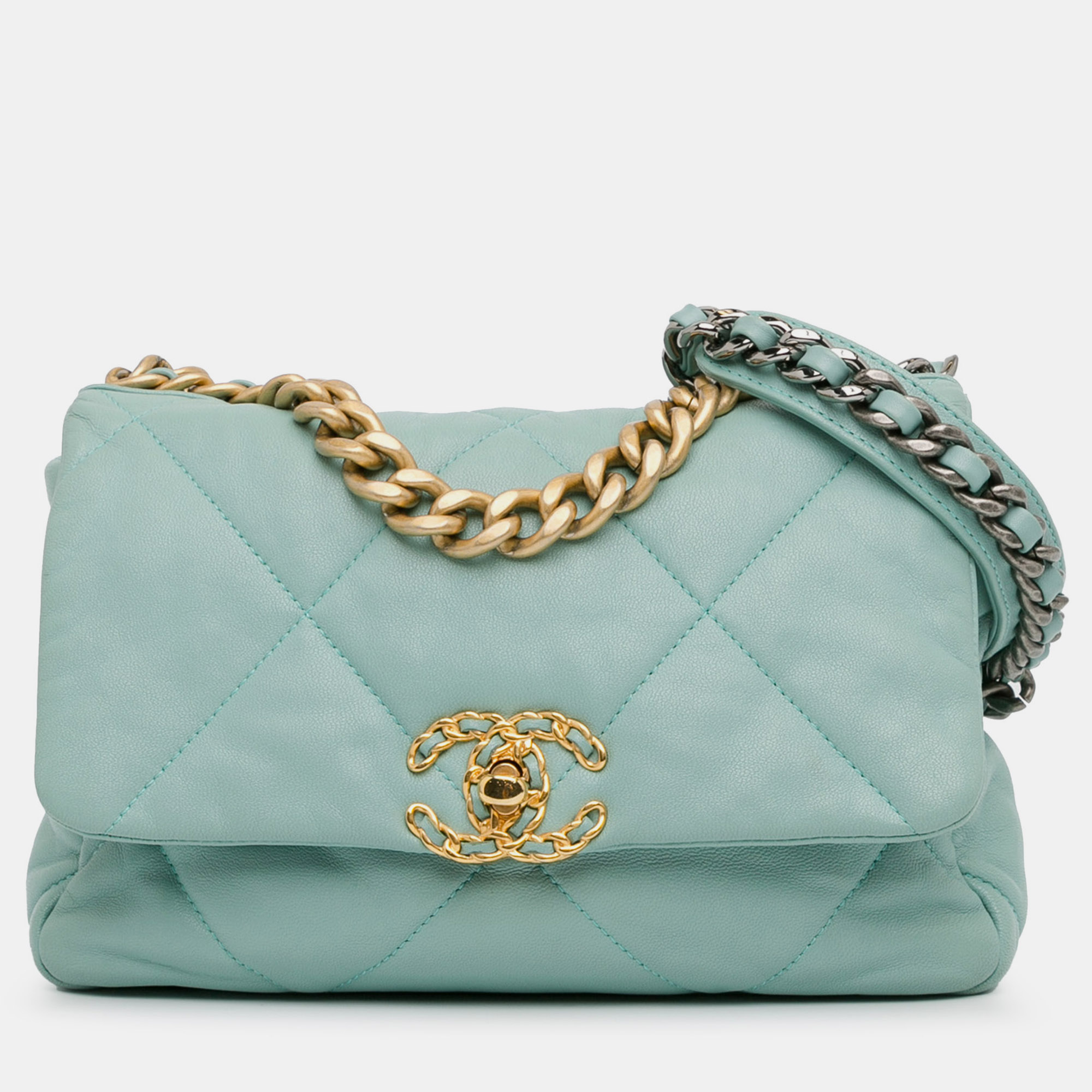 

Chanel Blue Lambskin Medium 19 Flap Bag