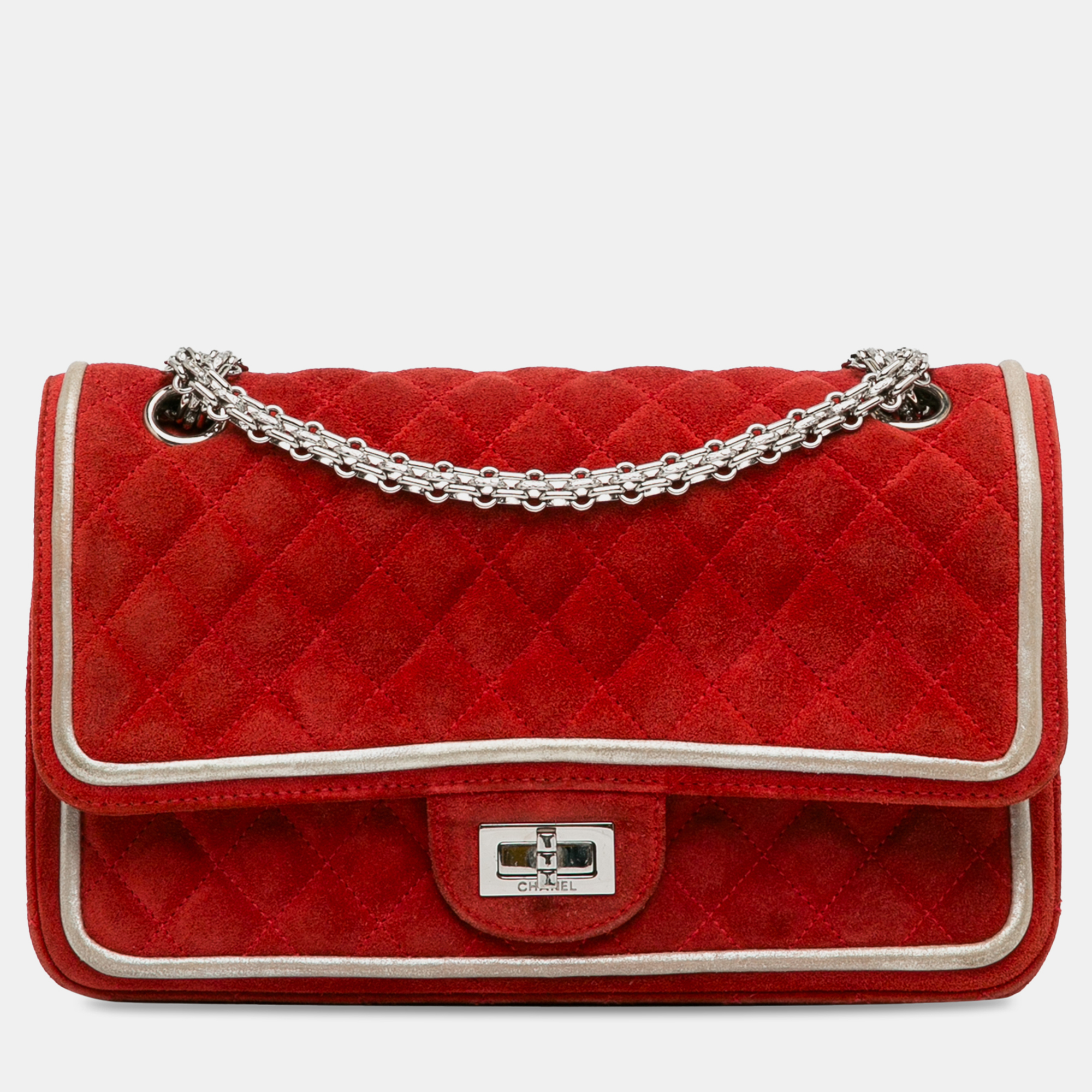 

Chanel Red Medium Suede Re-issue 2.55 Double Flap Bag