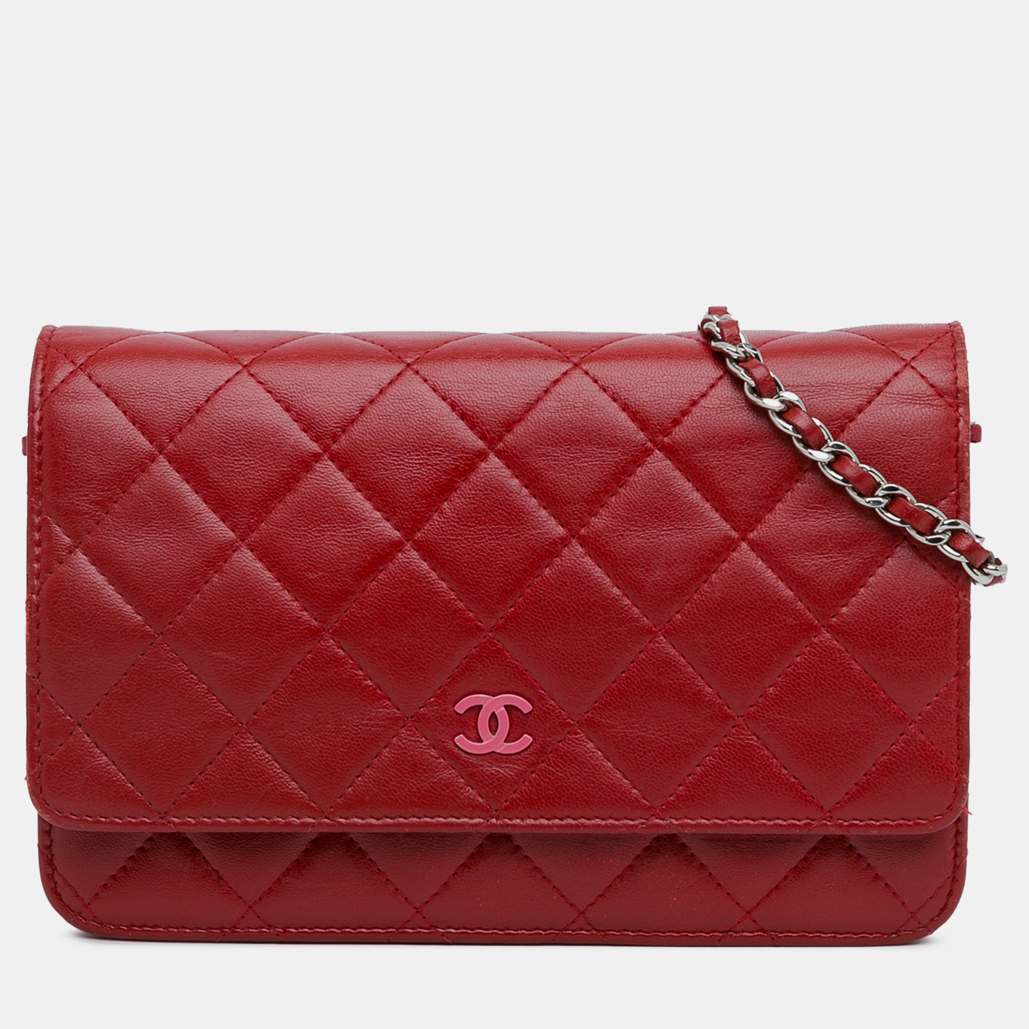 

Chanel Red Classic Lambskin Wallet on Chain