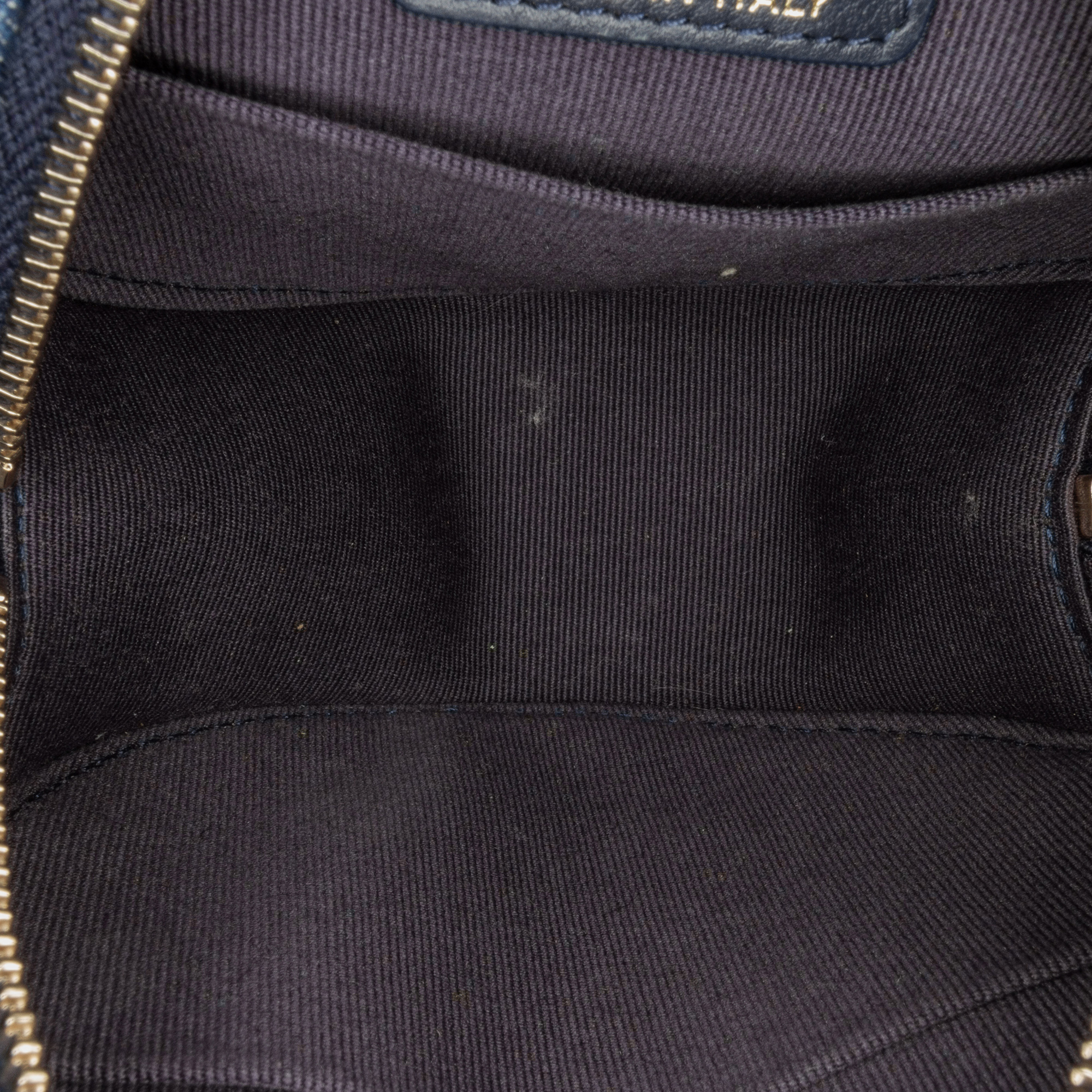 Chanel Navy Blue Denim 19 Round Clutch with Chain 