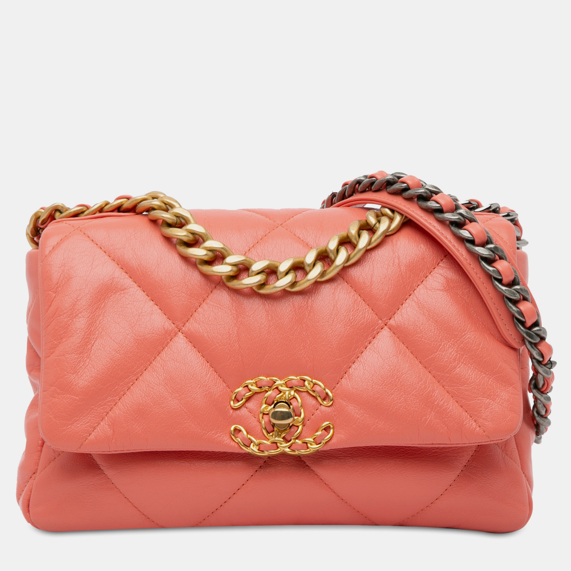 

Chanel Pink Lambskin Medium 19 Flap Bag