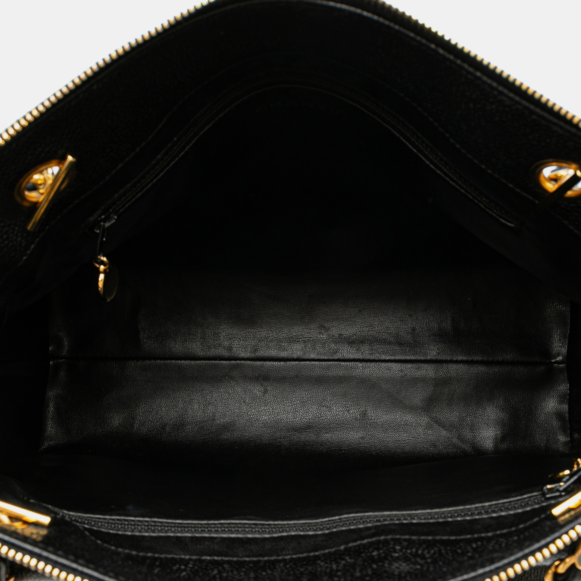 Chanel Black Caviar Front Pocket Chain Tote 