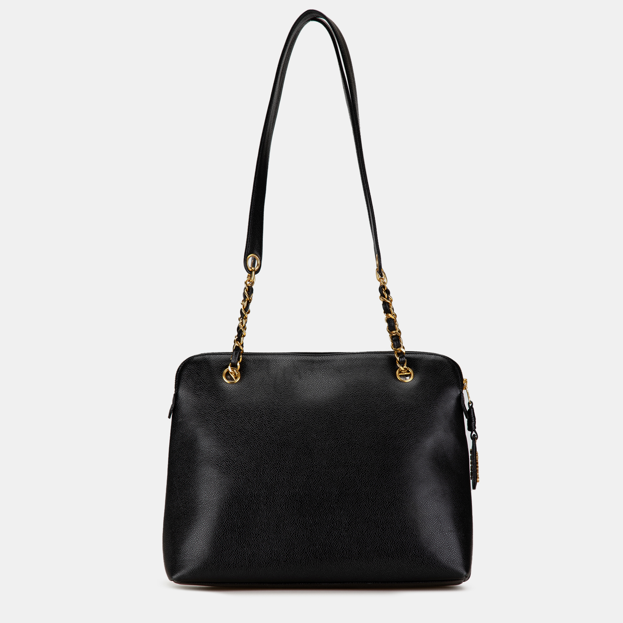 Chanel Black Caviar Front Pocket Chain Tote 