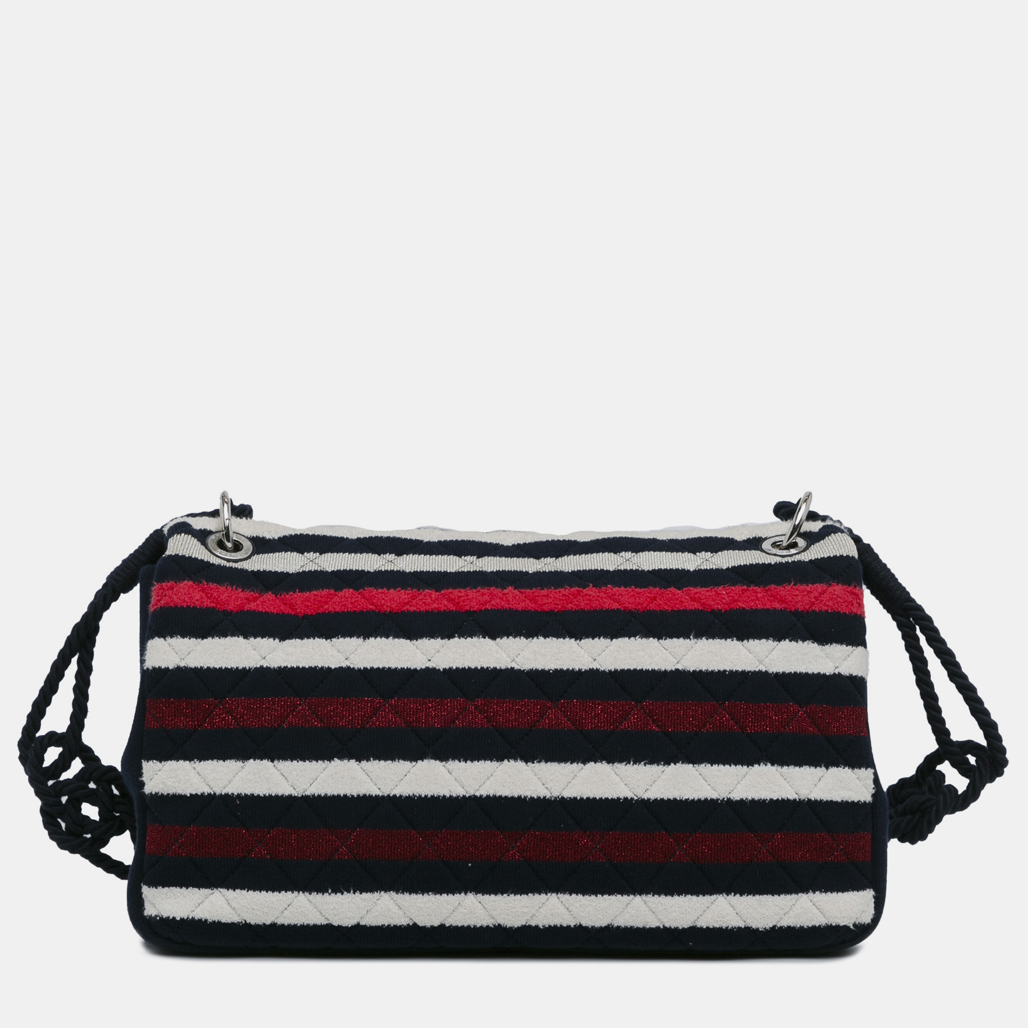 Chanel Maxi Jersey Multicolor Stripe Rope Flap Bag 