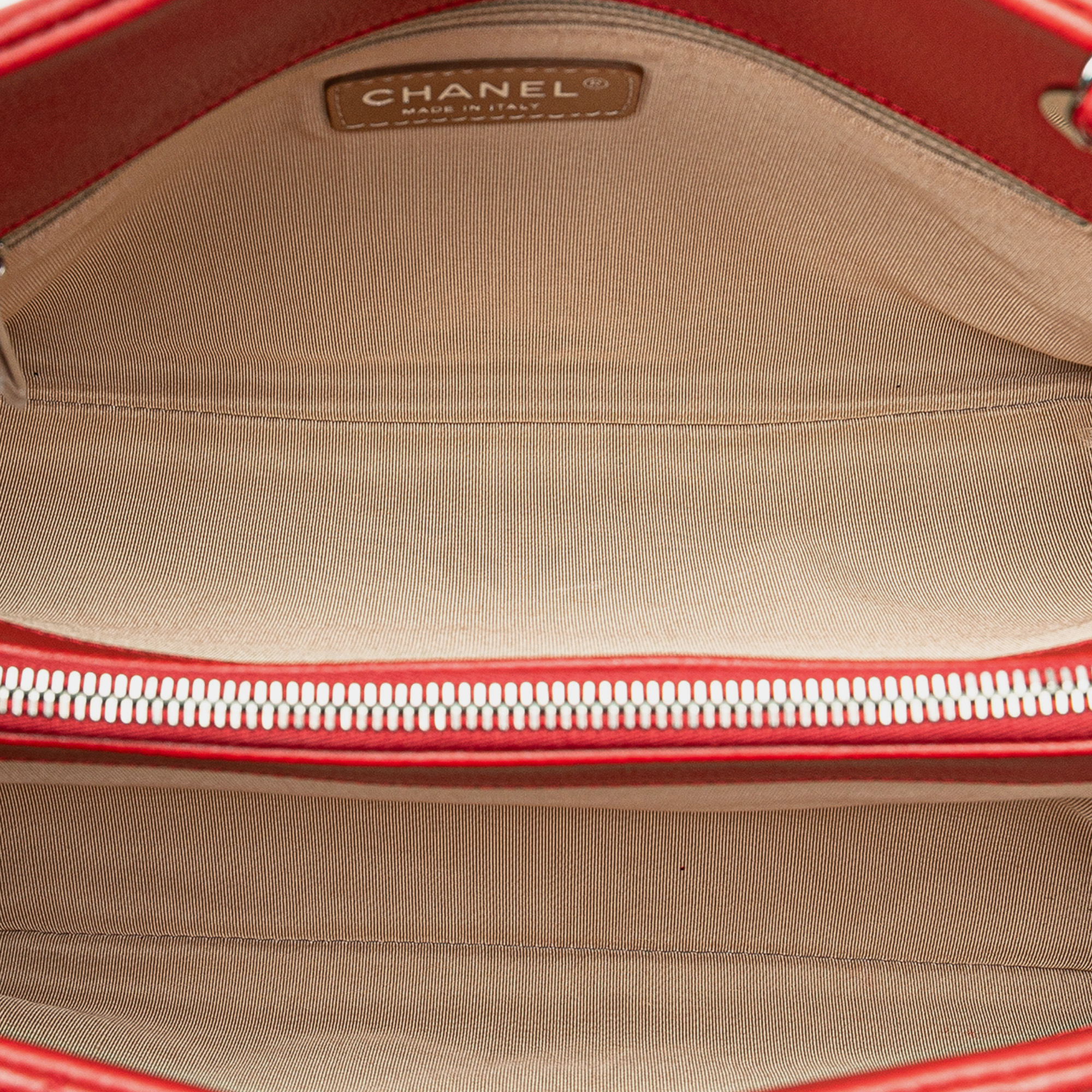 Chanel Red CC Petite Caviar Soft Tote Bag 