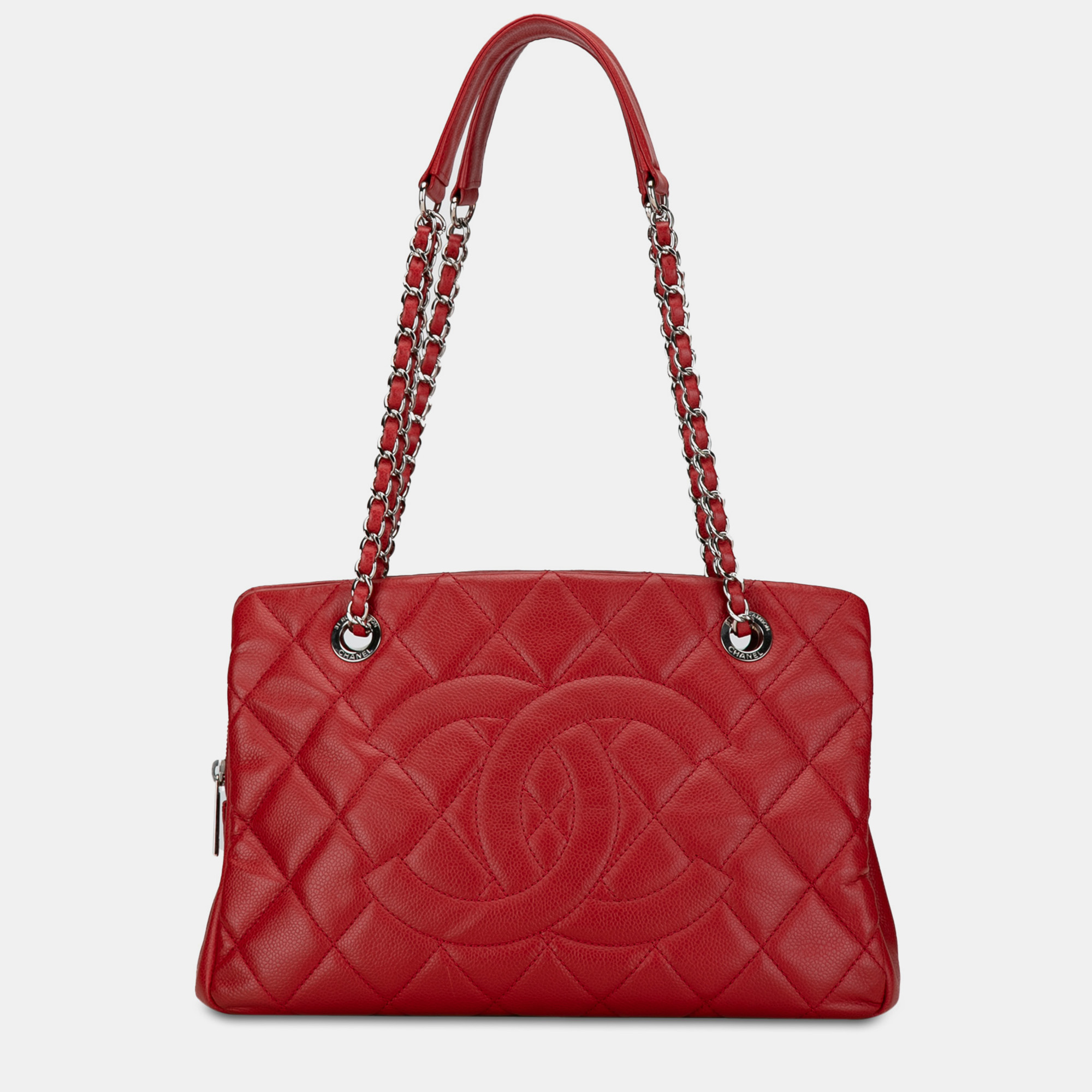 

Chanel Red CC Petite Caviar Soft Tote Bag