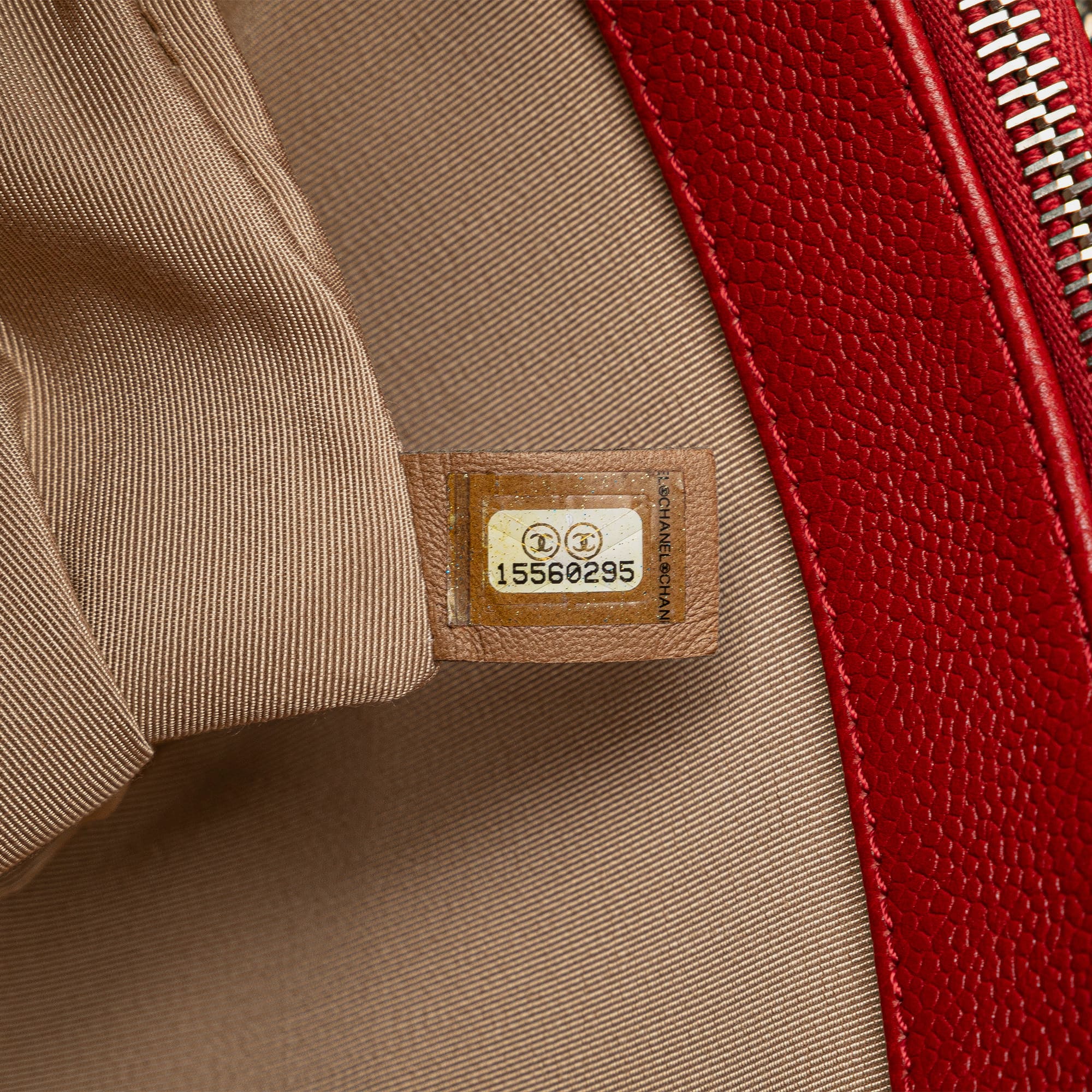 Chanel Red CC Petite Caviar Soft Tote Bag 