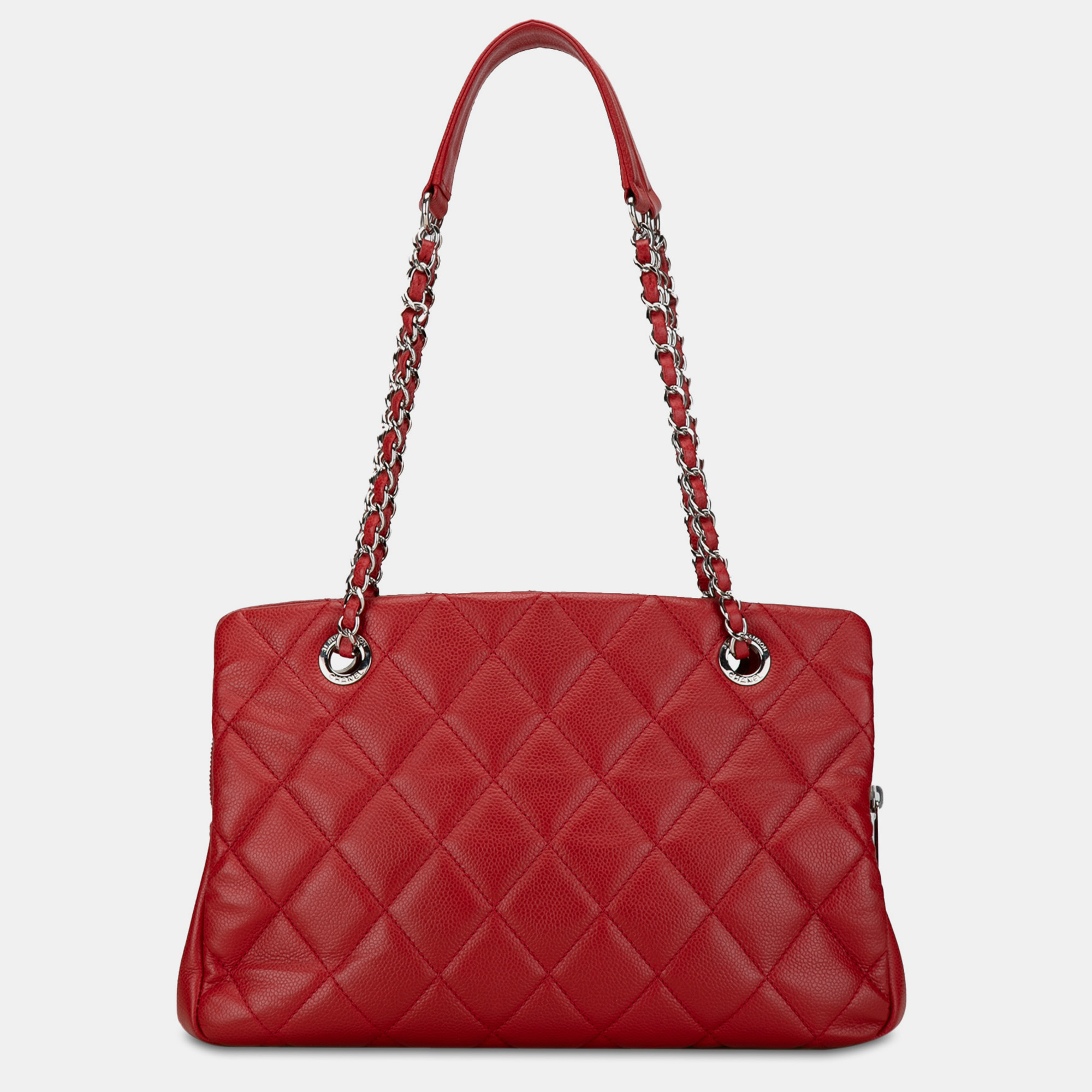 Chanel Red CC Petite Caviar Soft Tote Bag 