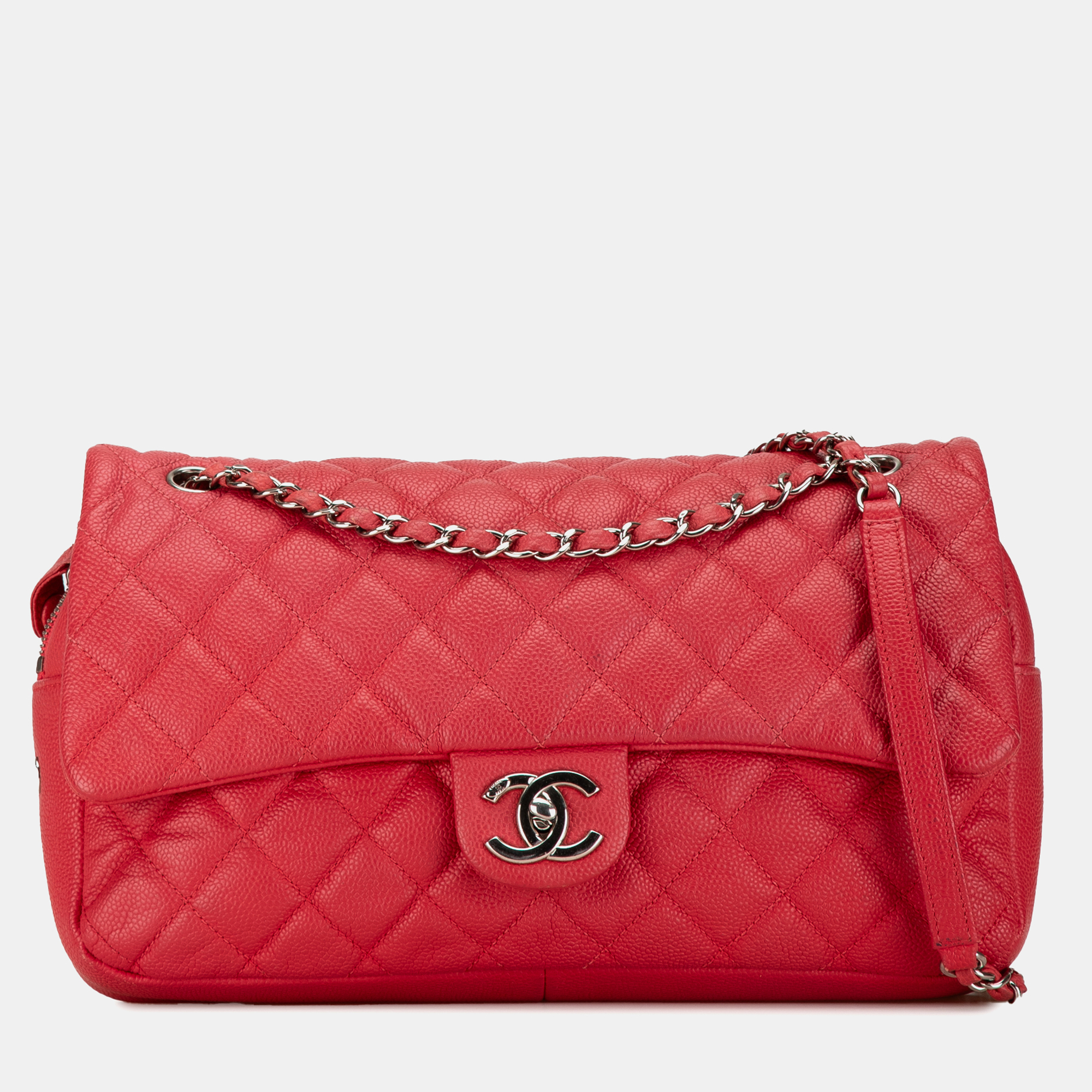 

Chanel Red Jumbo Caviar Easy Flap Bag