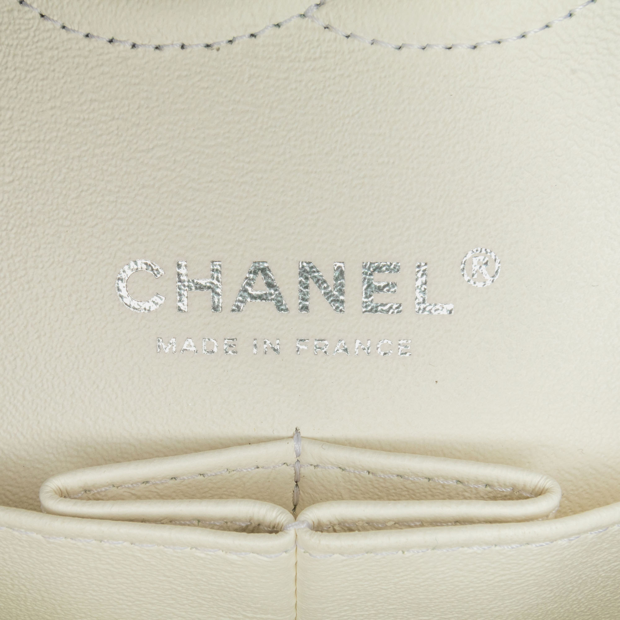 Chanel White Medium Tweed  Classic Chevron Floral Double Flap 