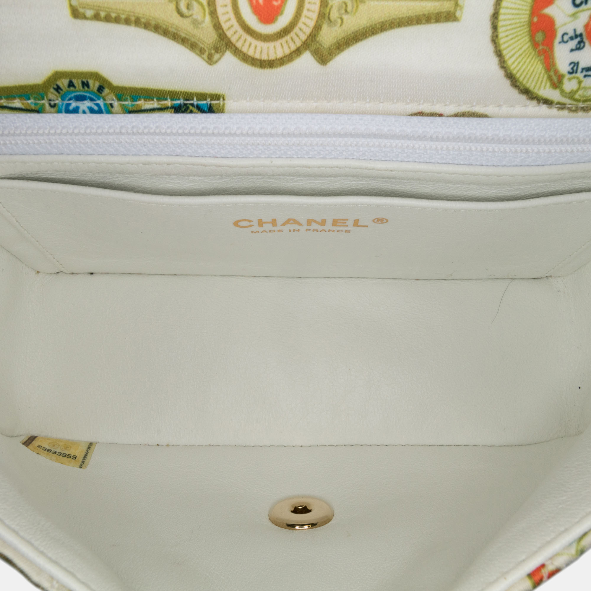 Chanel Multicolor Satin Mini Rectangular Classic Printed Cuba Single Flap 