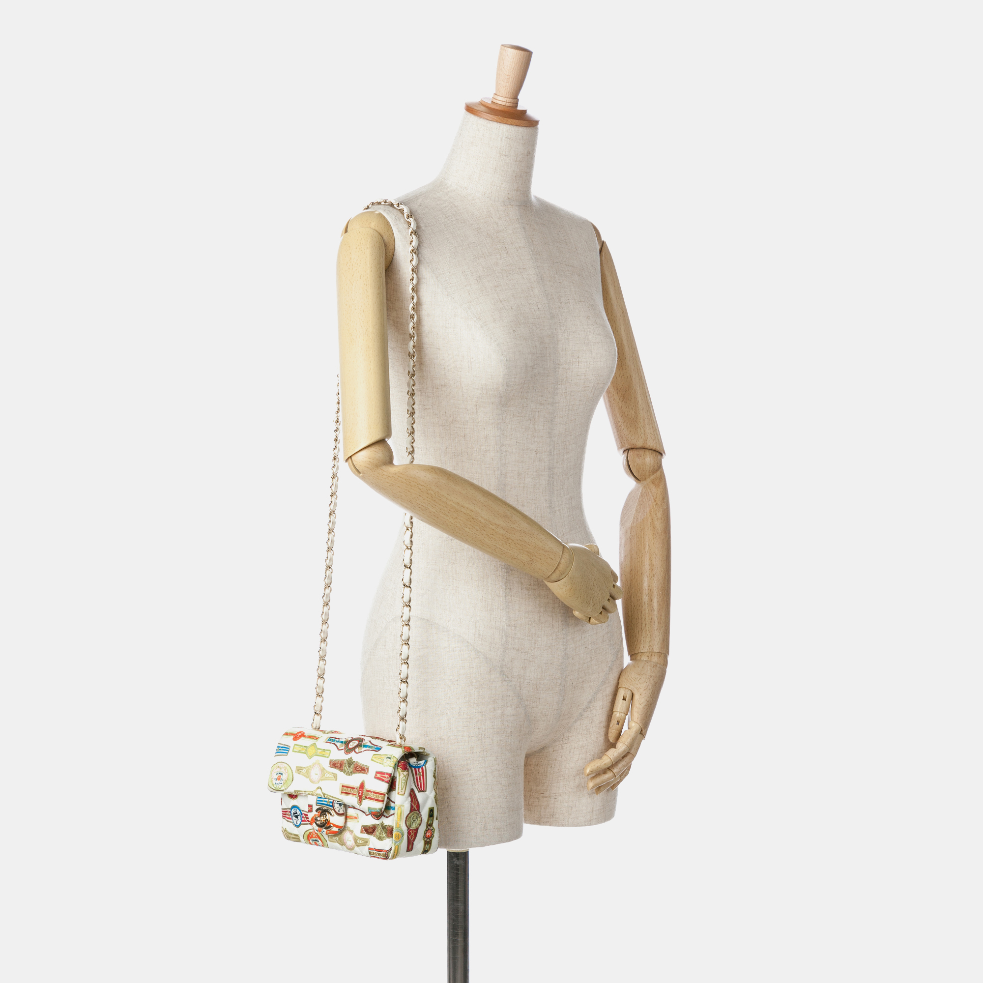 Chanel Multicolor Satin Mini Rectangular Classic Printed Cuba Single Flap 
