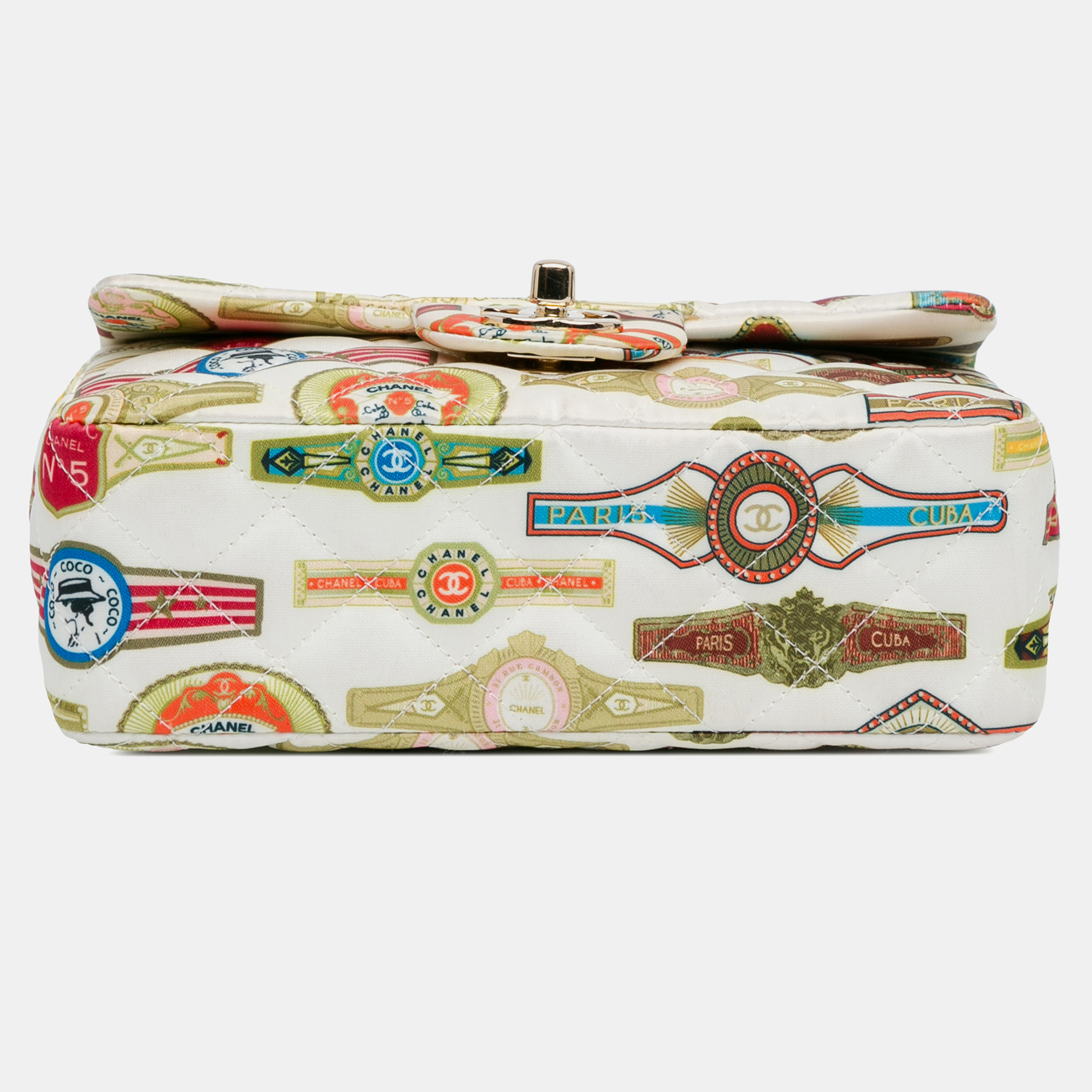 Chanel Multicolor Satin Mini Rectangular Classic Printed Cuba Single Flap 