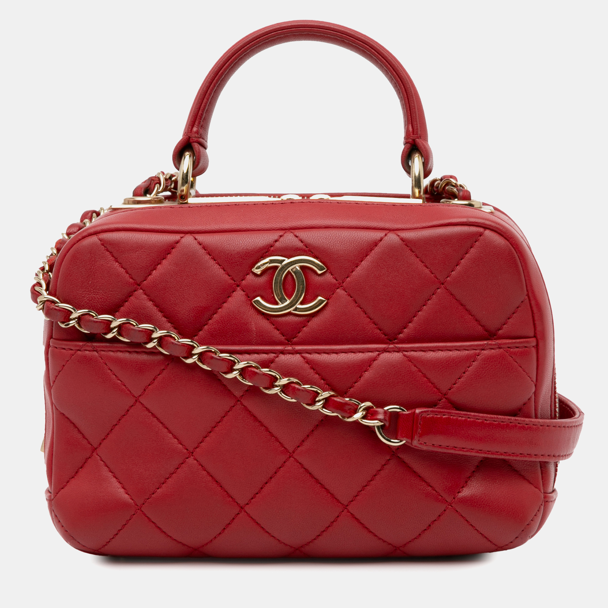 

Chanel Red Small Lambskin Trendy CC Bowling