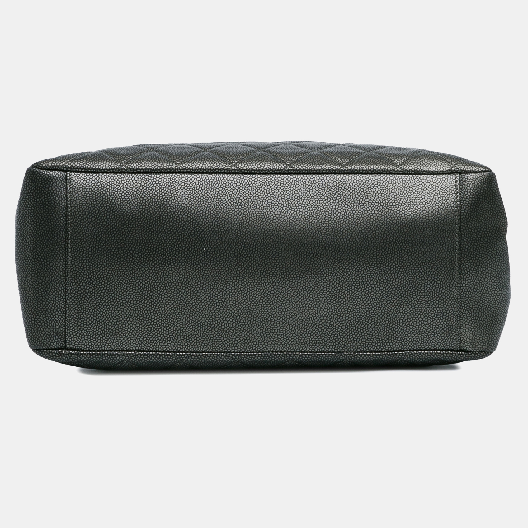 Chanel Grey Metallic Caviar Grand Shopping Tote 