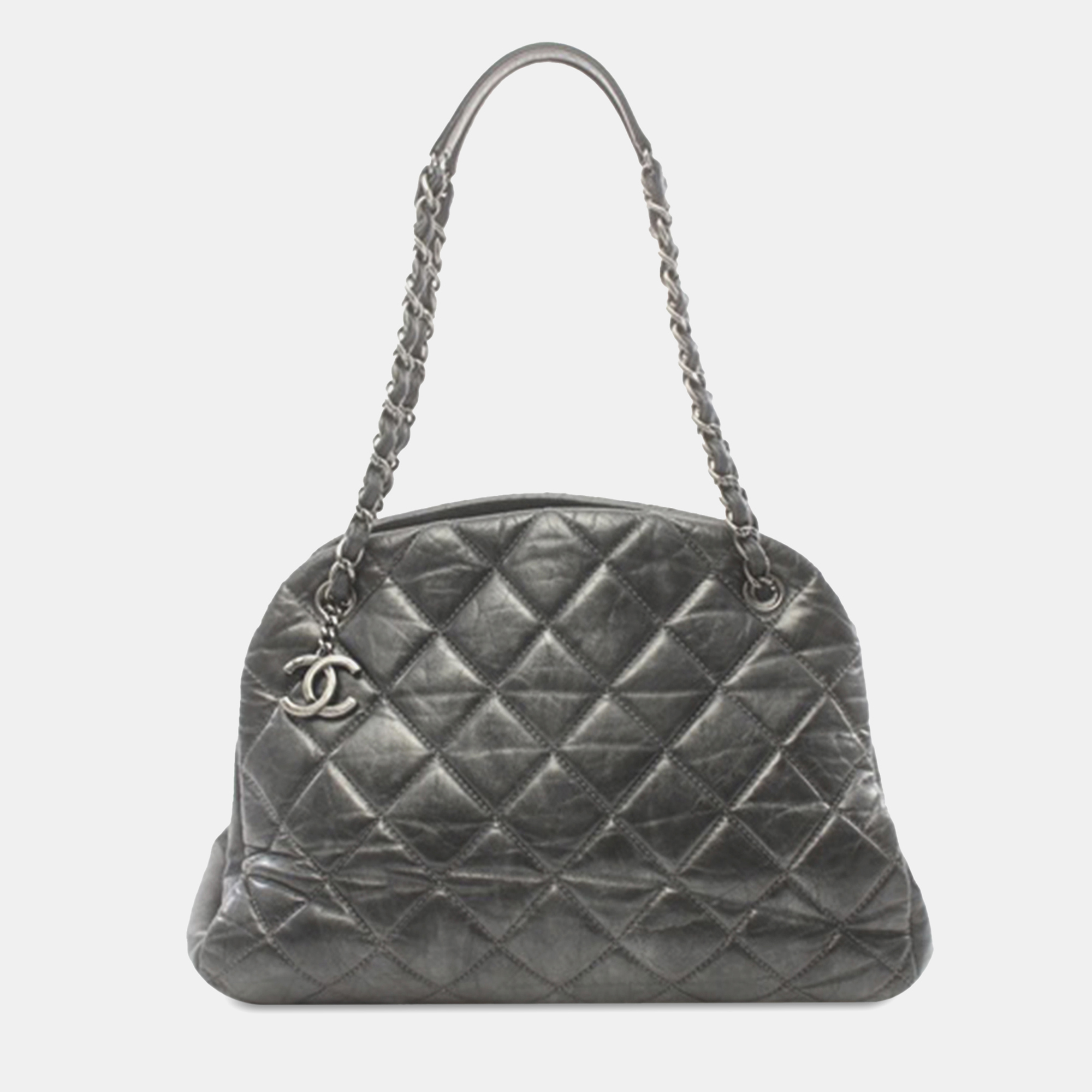 

Chanel Grey Aged Calfskin Large Just Mademoiselle Bowling Bag