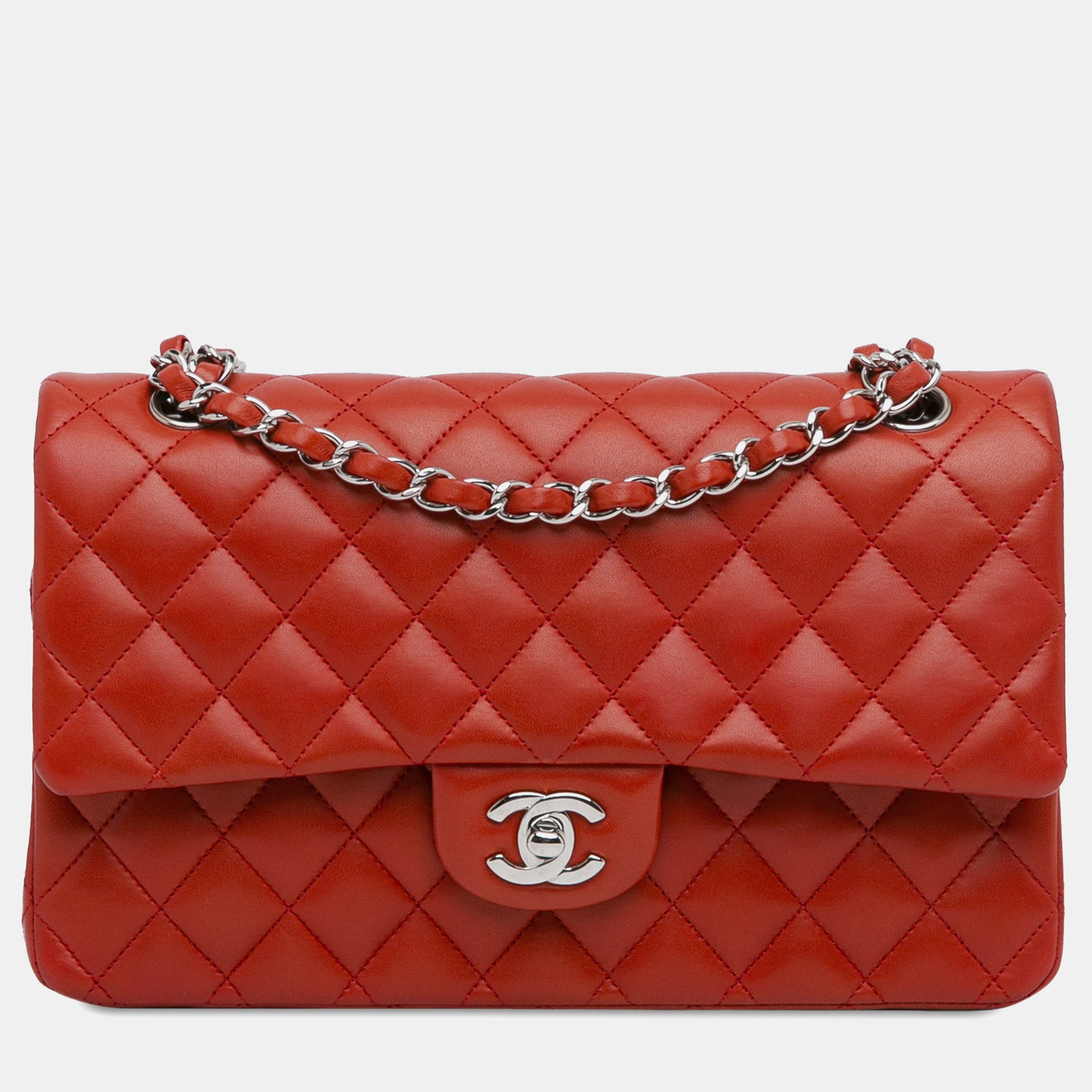 

Chanel Red Medium Classic Lambskin Double Flap