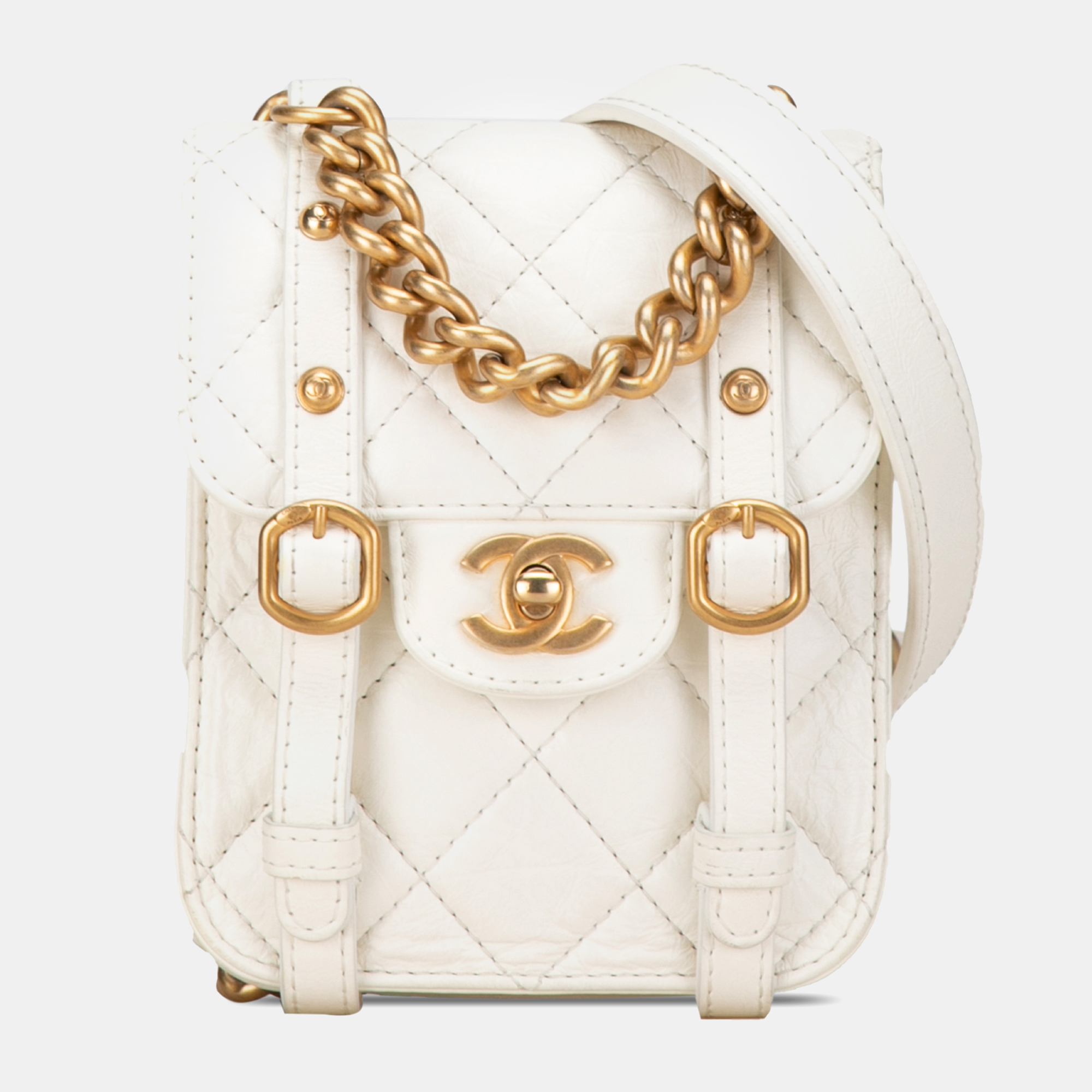 

Chanel White Mini Crinkled Calfskin City School Flap