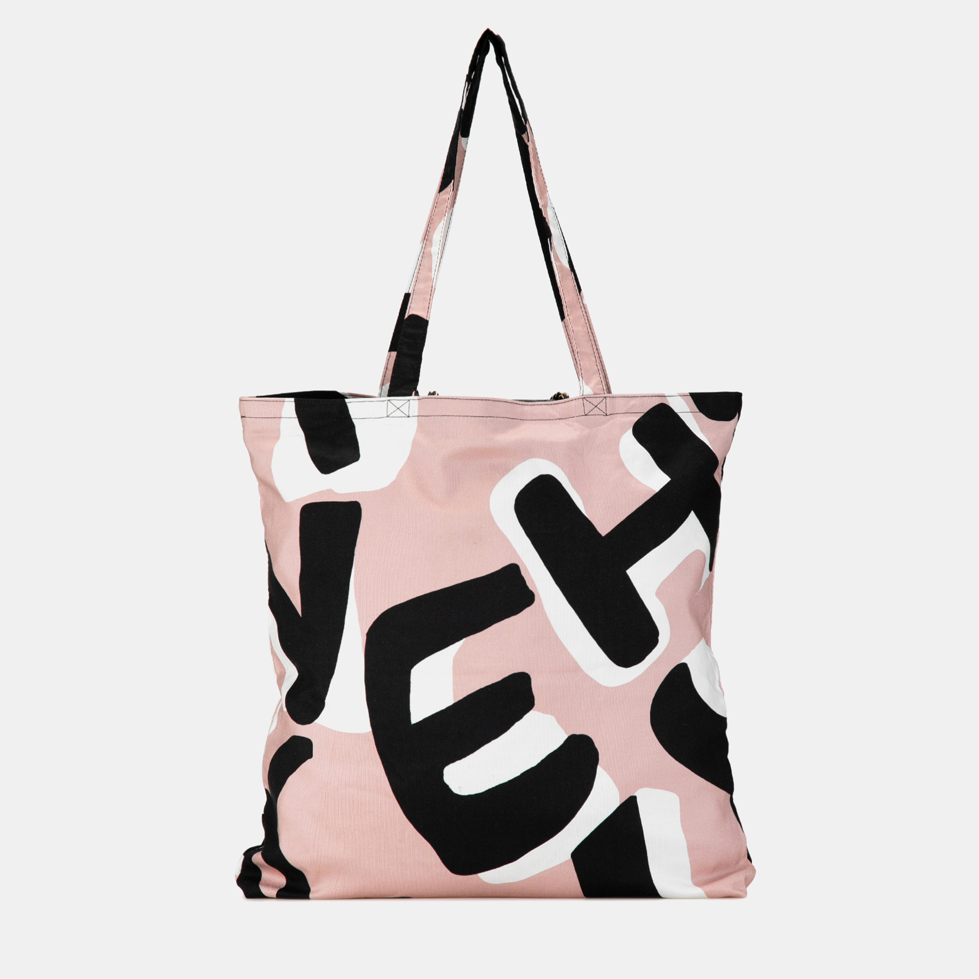 Chanel Black Pink Nylon Graffiti Foldable Shopping Tote in Caviar Flap 
