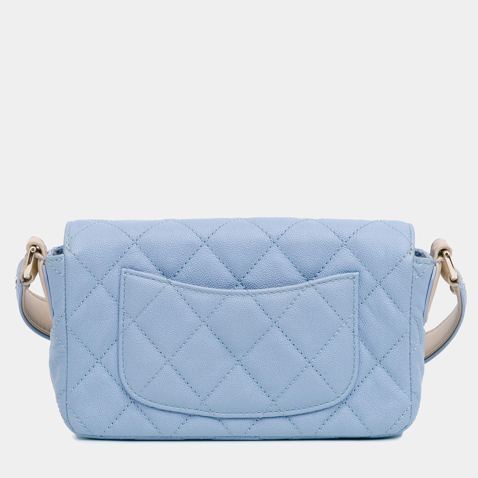 Chanel Blue Caviar CC Quilted Single Flap Bag 