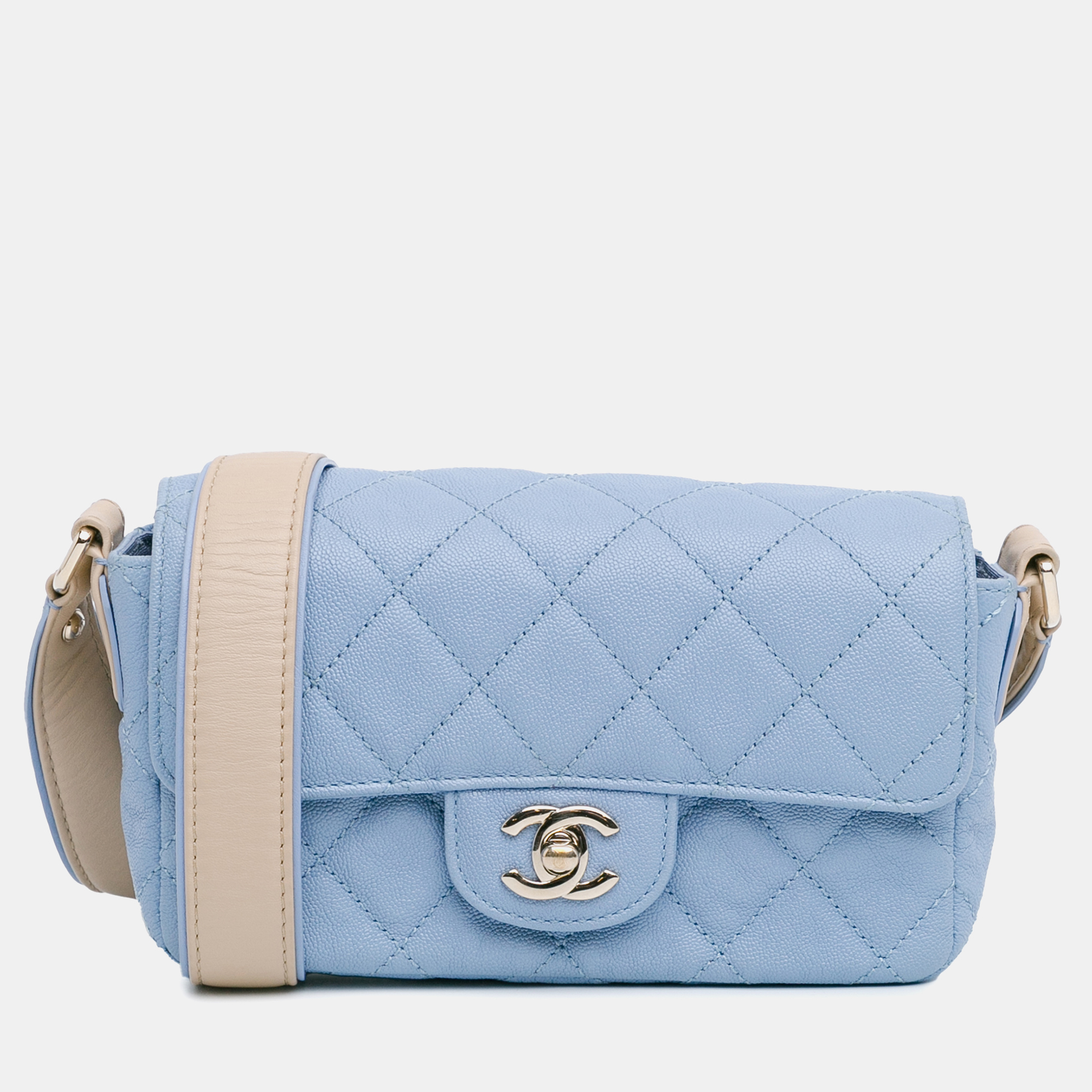 

Chanel Blue CC Quilted Caviar Single Flap