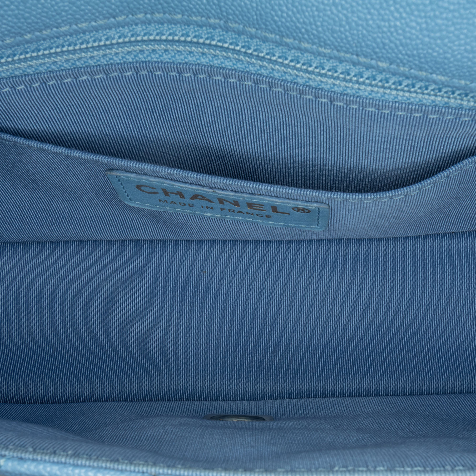 Chanel Blue Caviar CC Quilted Single Flap Bag 