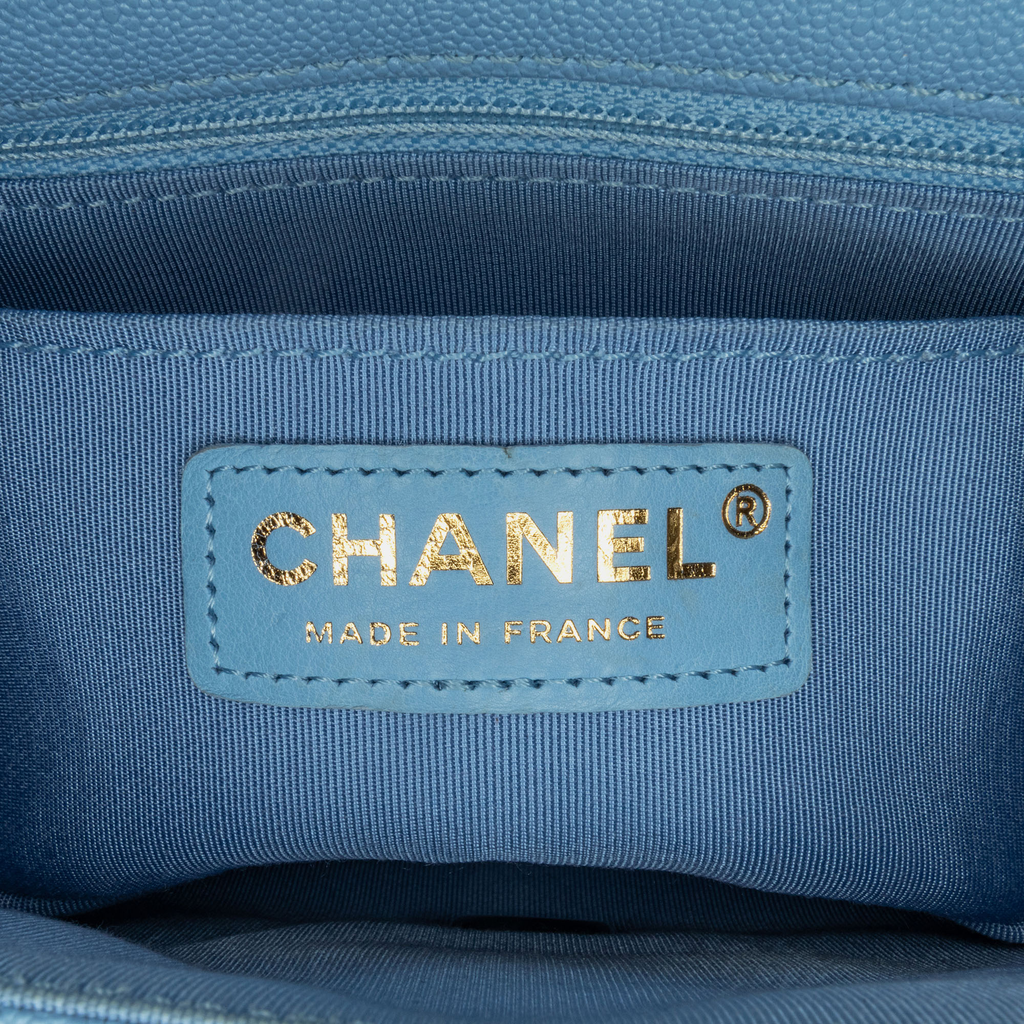 Chanel Blue Caviar CC Quilted Single Flap Bag 