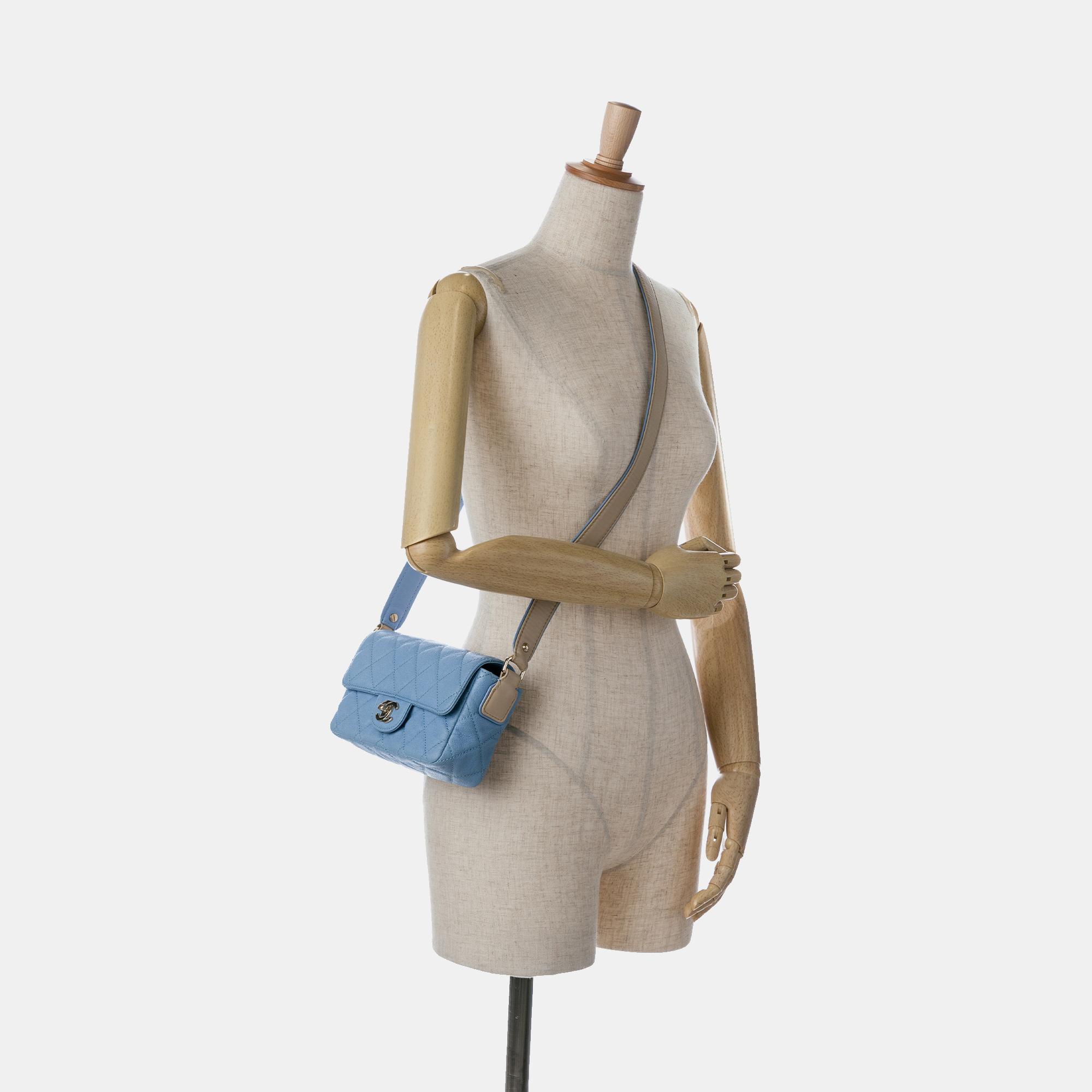 Chanel Blue Caviar CC Quilted Single Flap Bag 