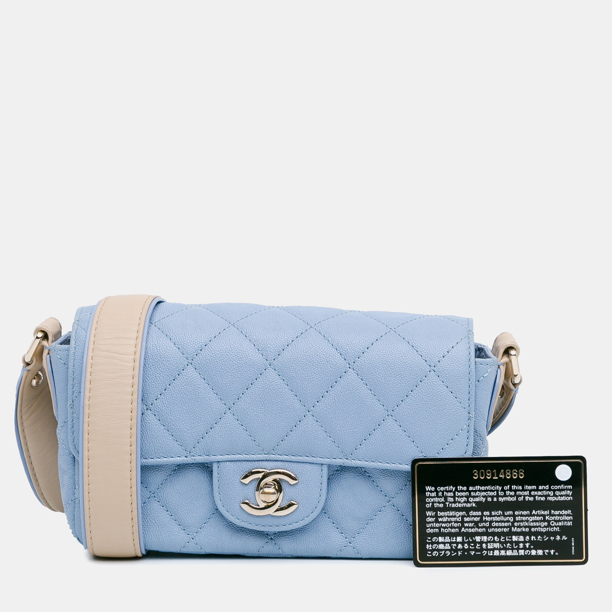 Chanel Blue Caviar CC Quilted Single Flap Bag 