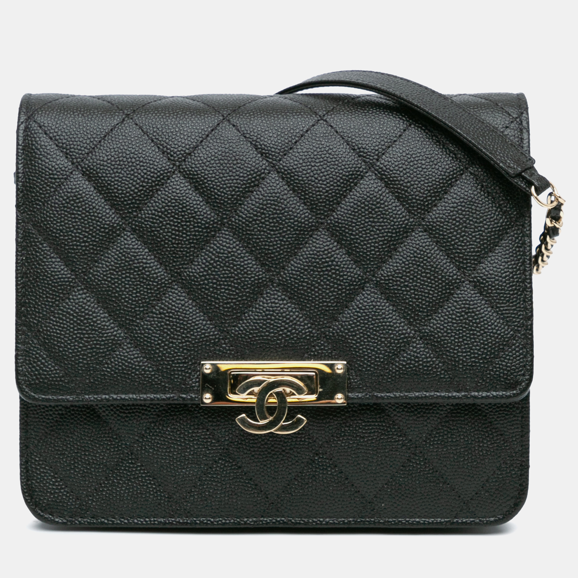 

Chanel Black Quilted Caviar Golden Class Wallet On Chain