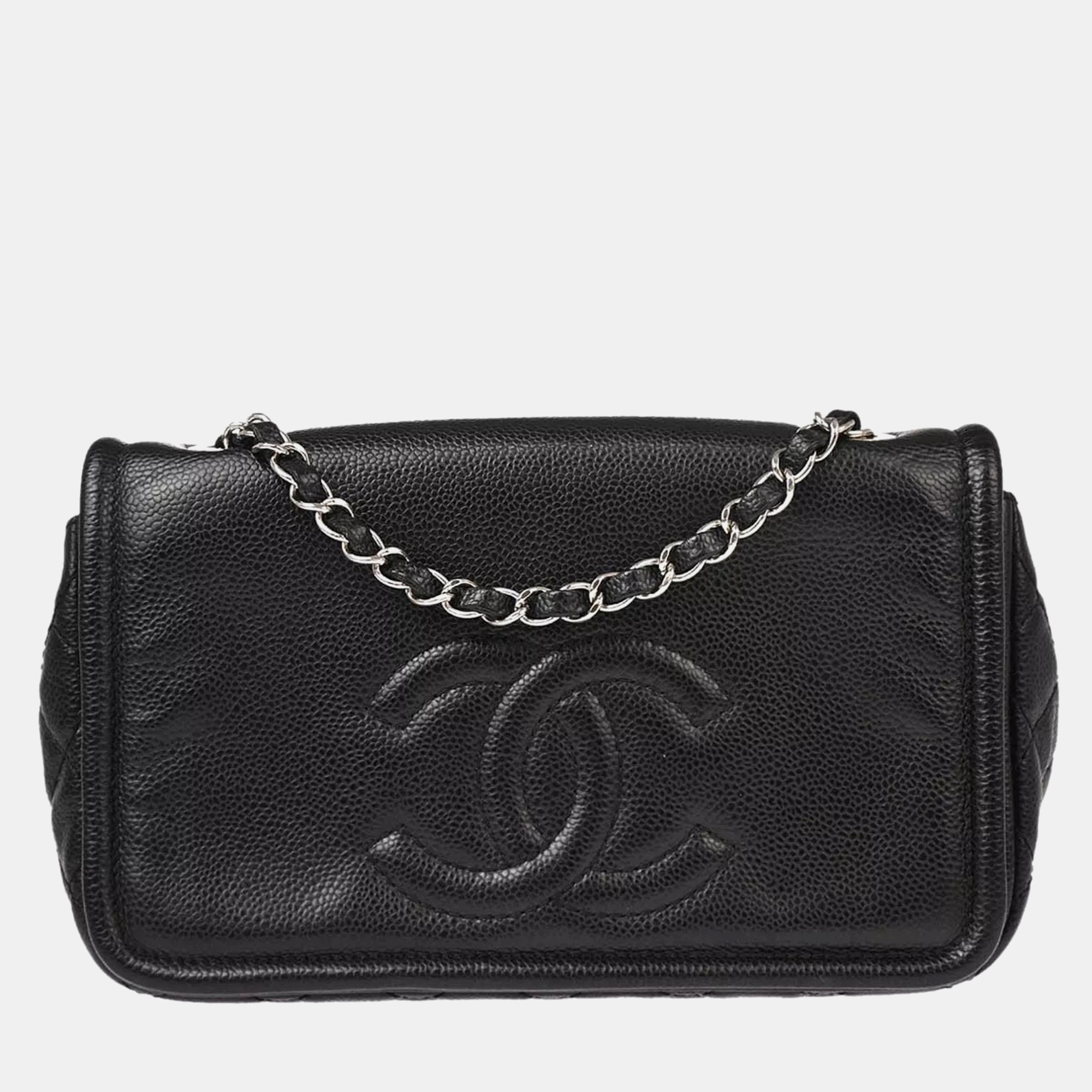 

Chanel Black Calfskin Full Flap Shoulder Bag