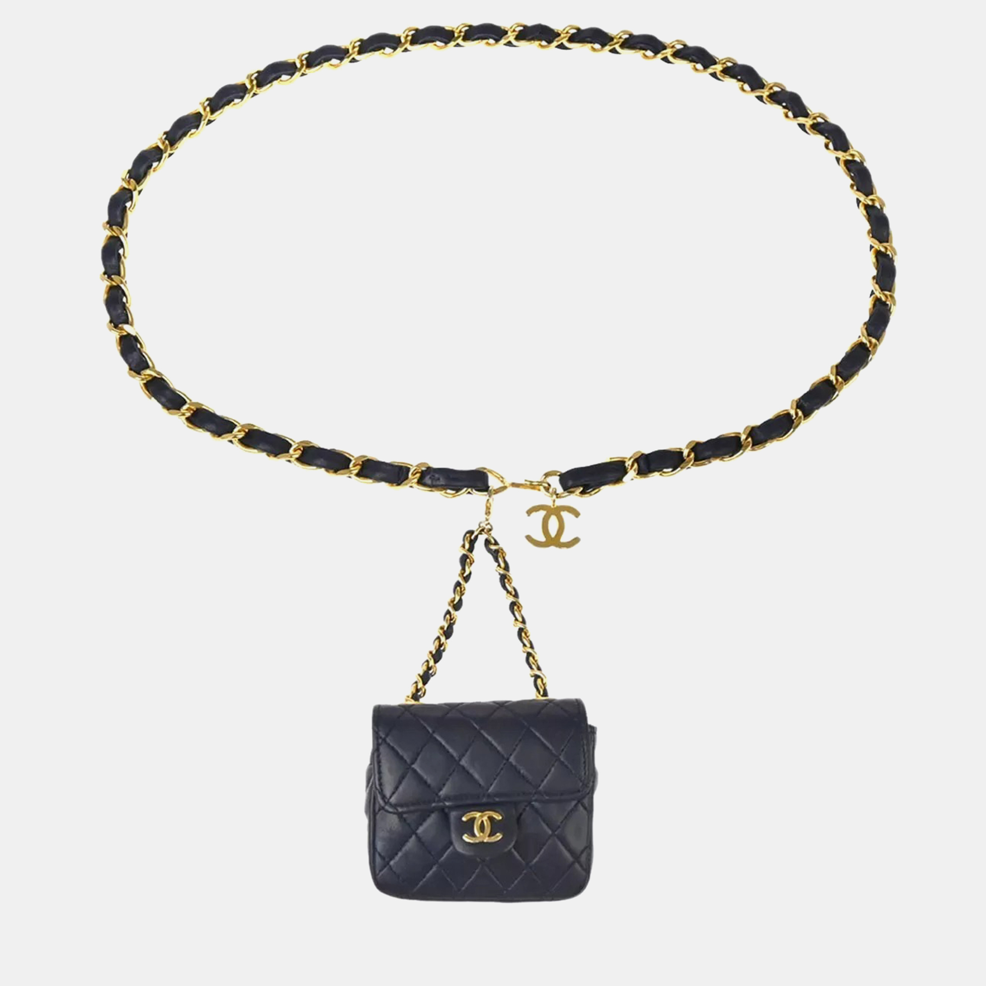 

Chanel Navy Lambskin Classic Flap Micro Bum Belt Bag, Navy blue
