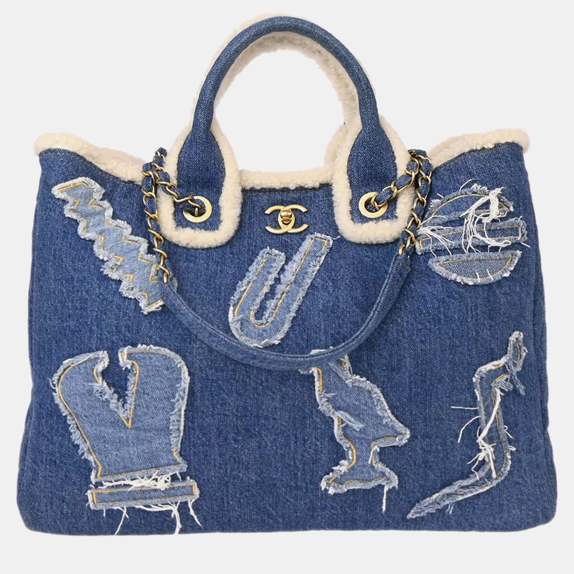 

Chanel Blue Denim Paris-Egypt Hieroglyph Tote Bag