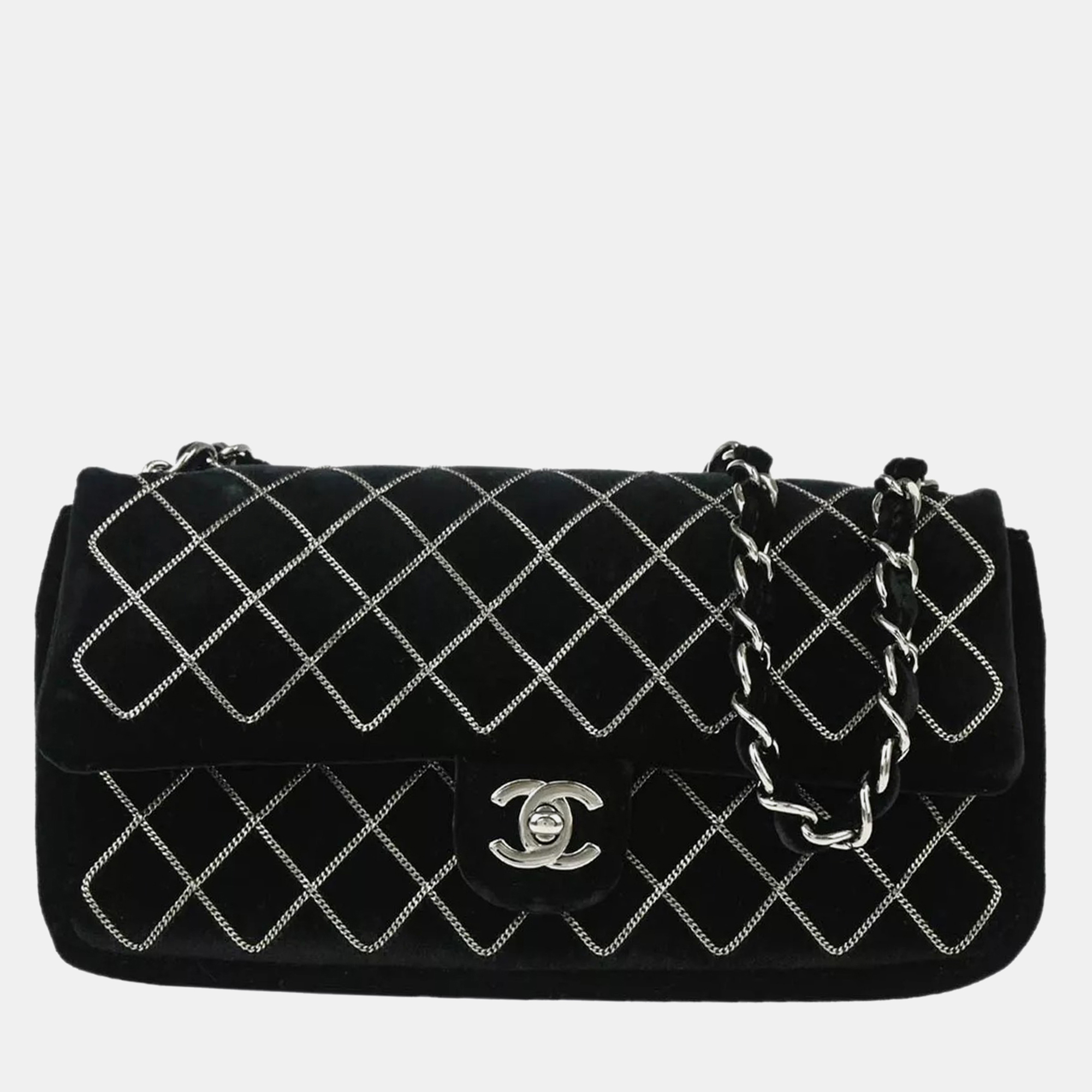 

Chanel Black Velvet East West Handbag